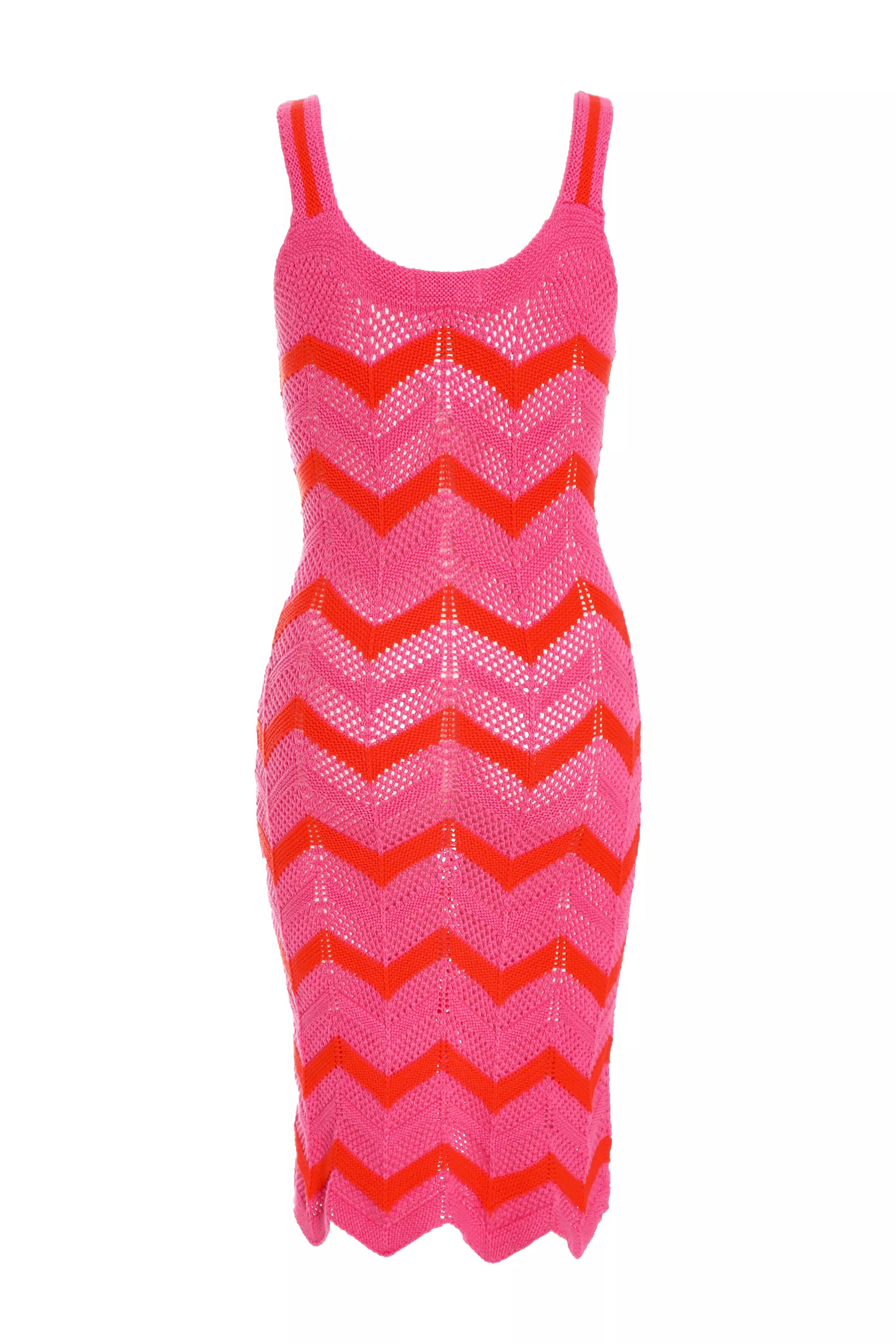 Pink Crochet Midi Dress