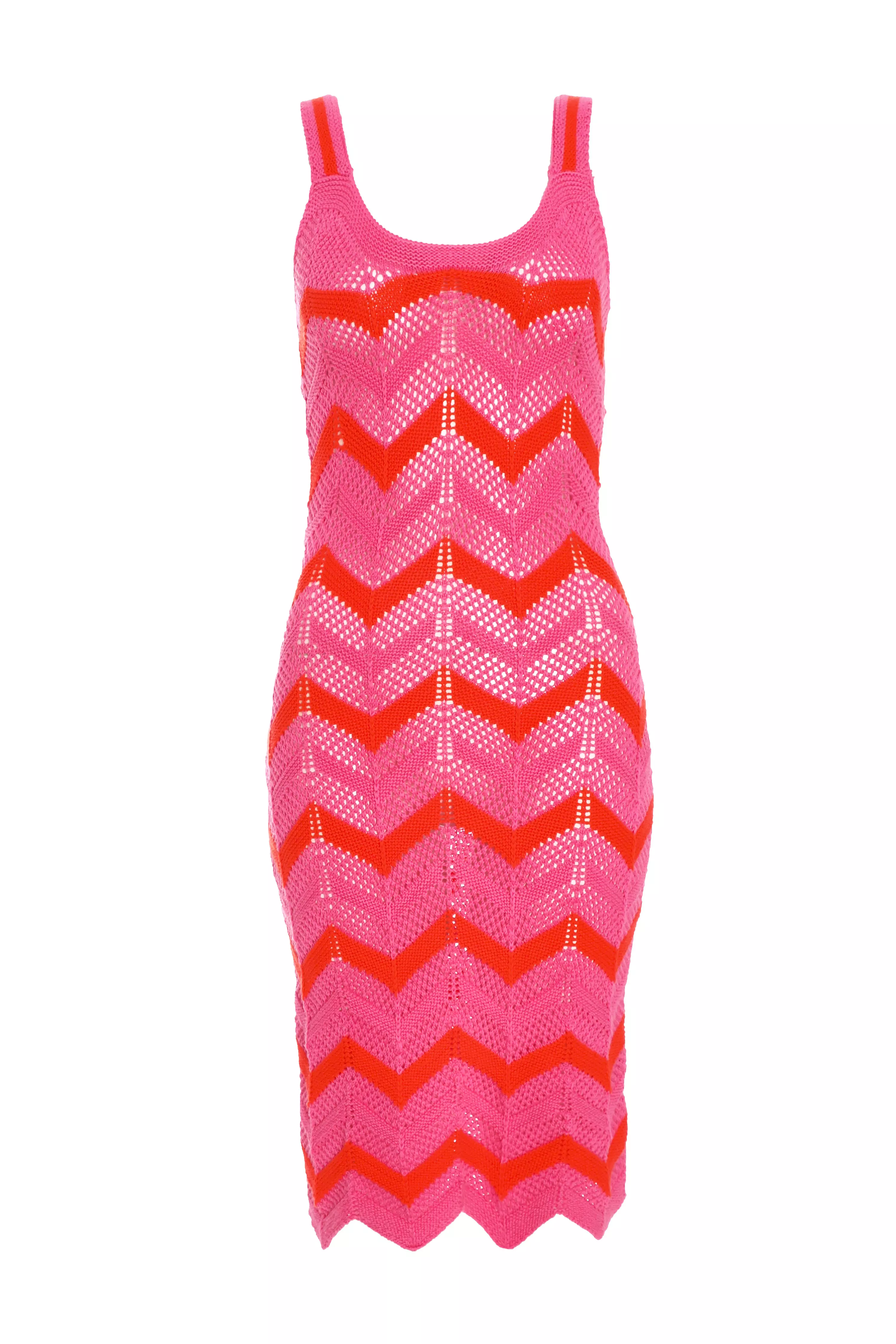 Pink Crochet Midi Dress