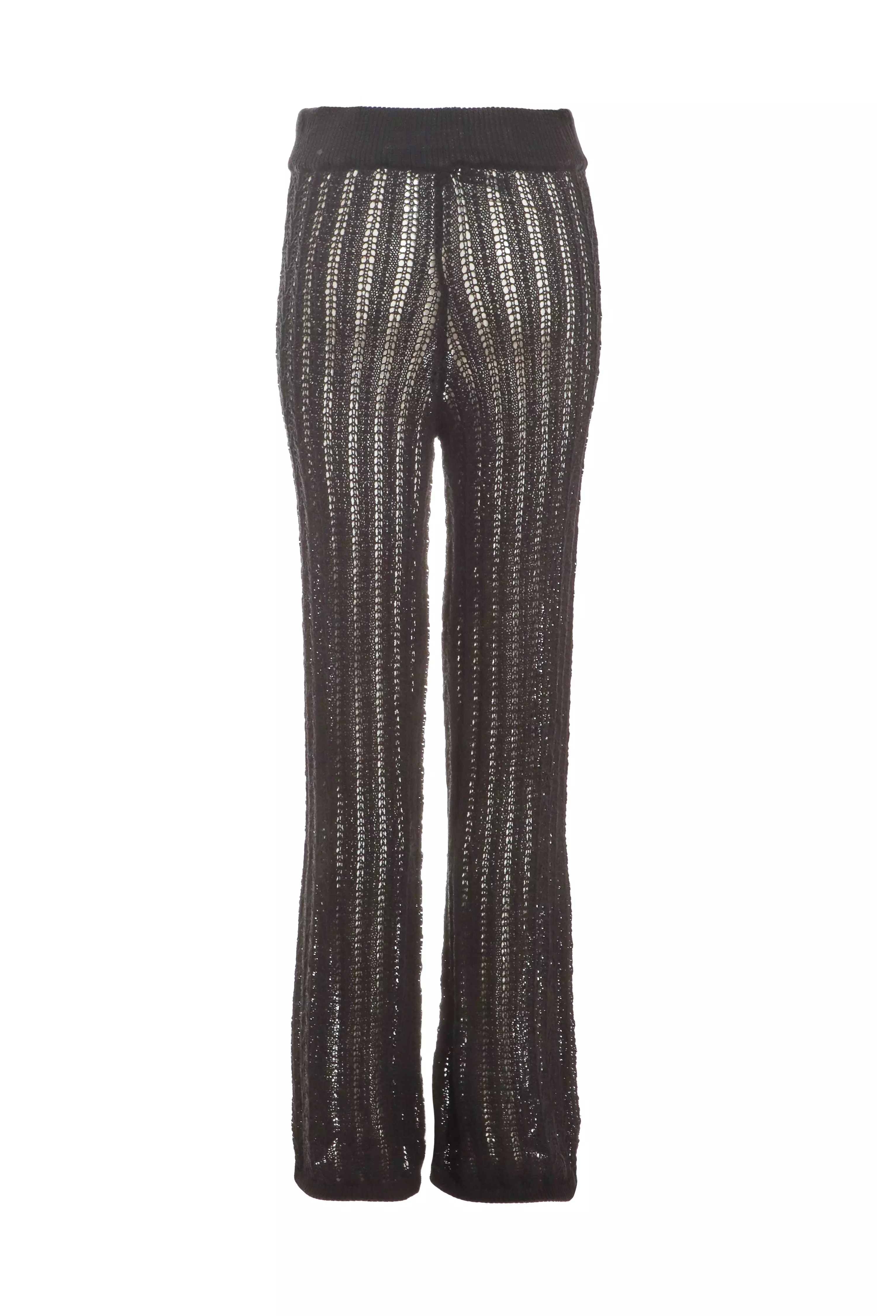 Black Crochet Knit Trousers