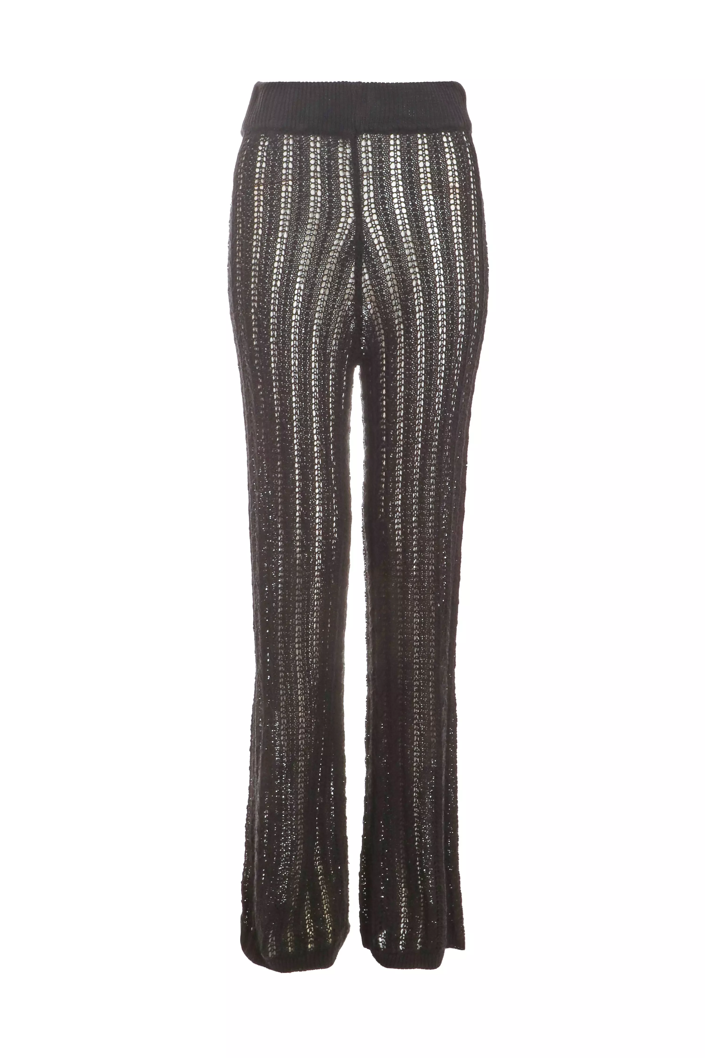 Black Crochet Knit Trousers