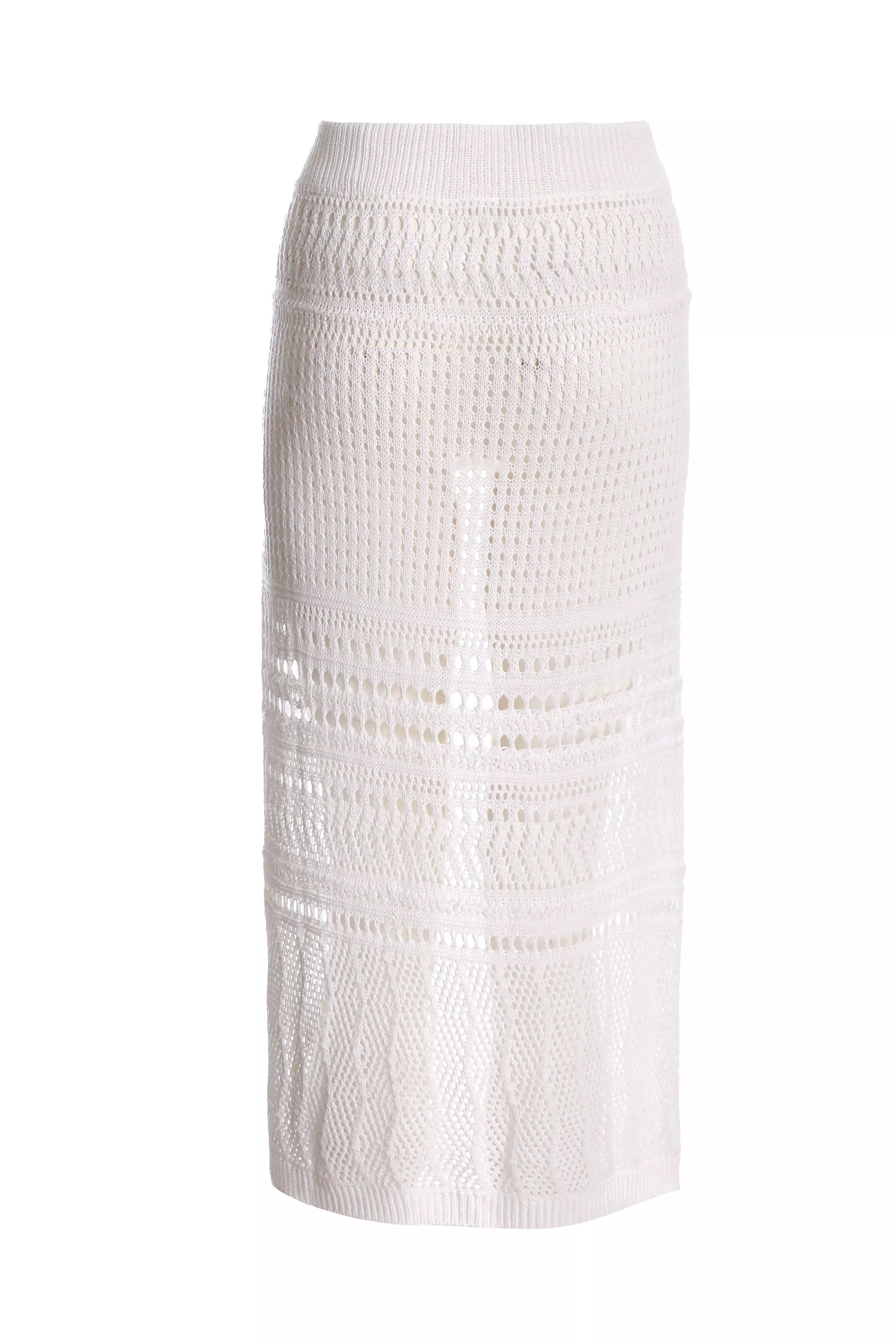 White Crochet Midi Skirt 