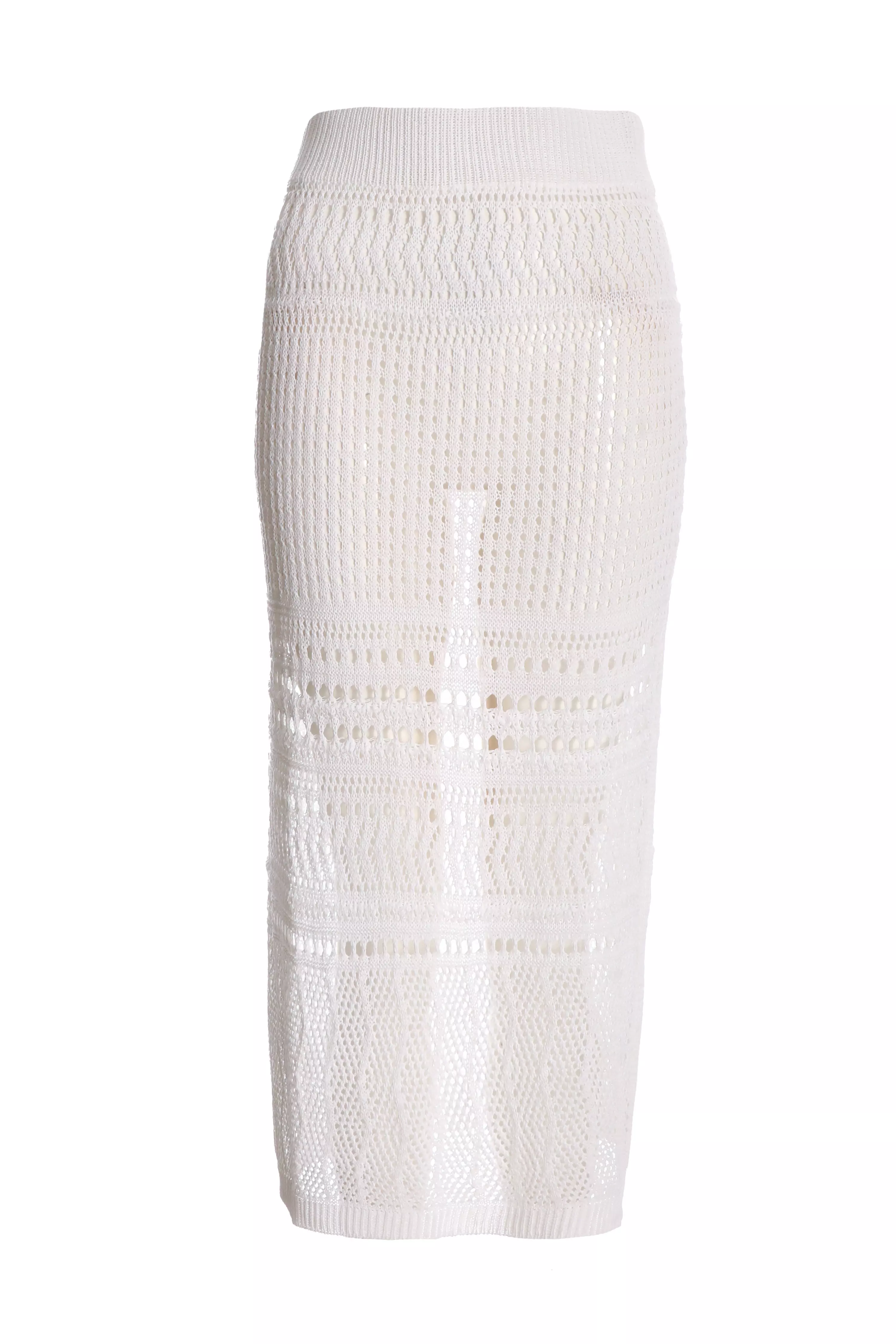 White Crochet Midi Skirt 