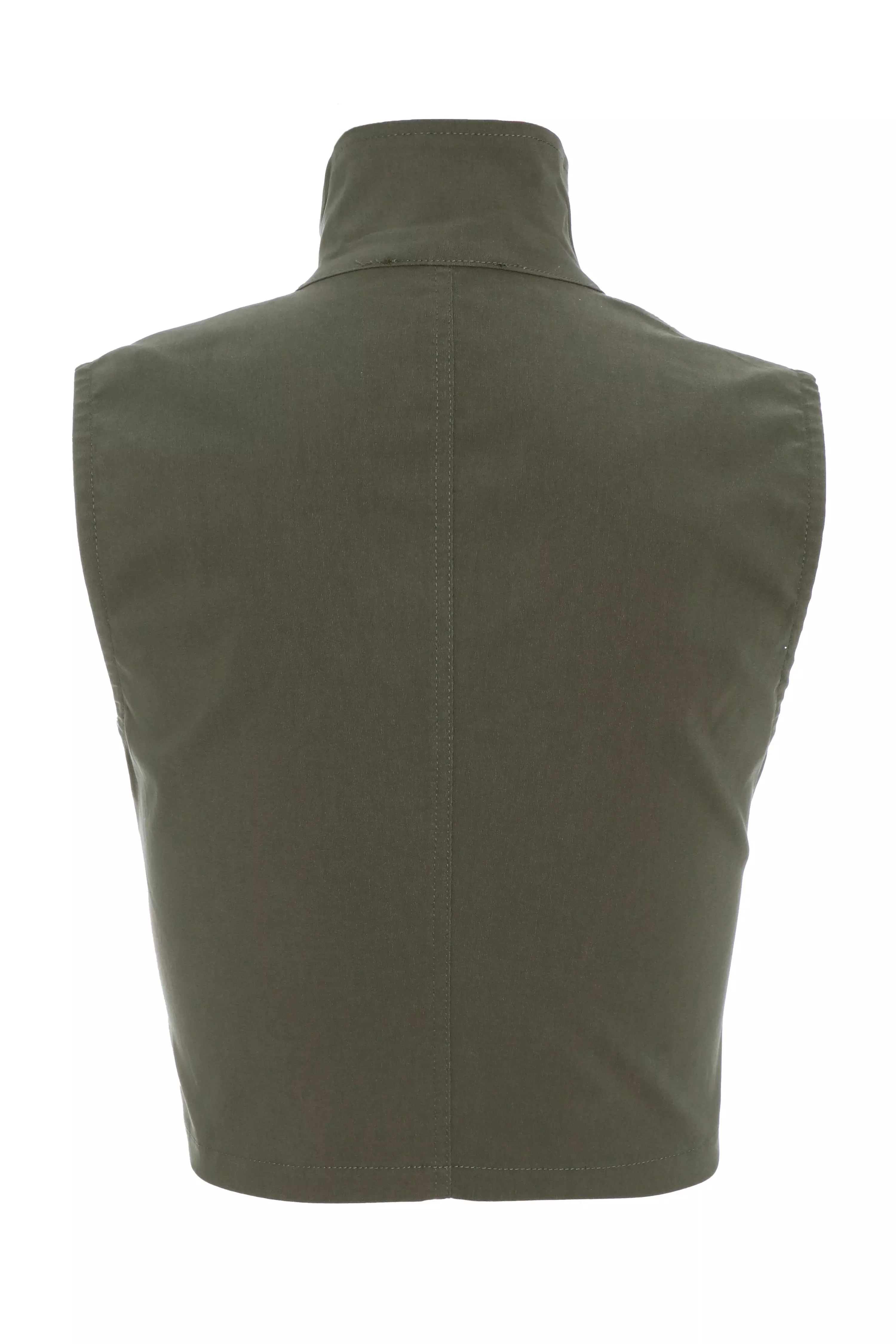 Khaki Cropped Cargo Gilet