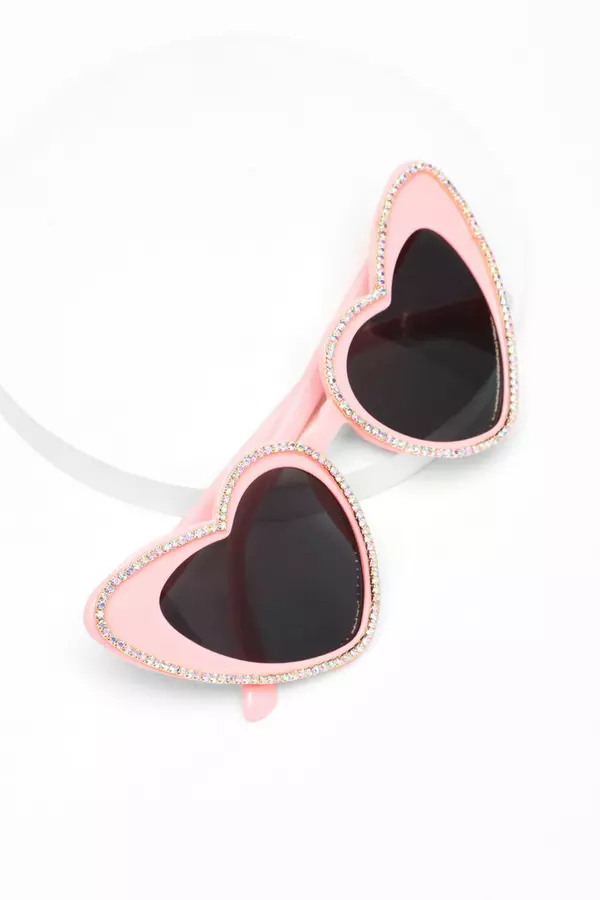 Pink Diamante Heart Sunglasses