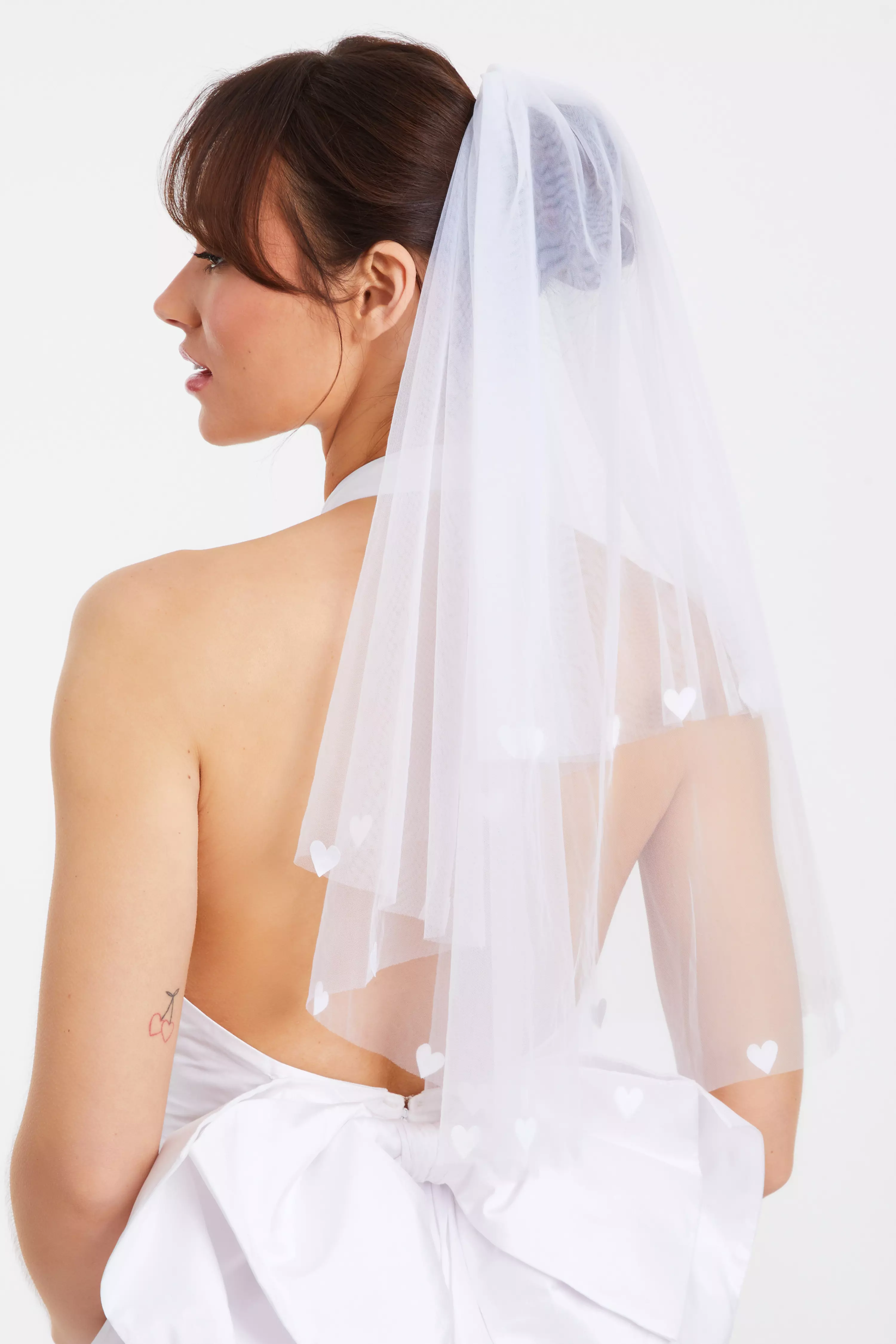 Bridal White Heart Veil