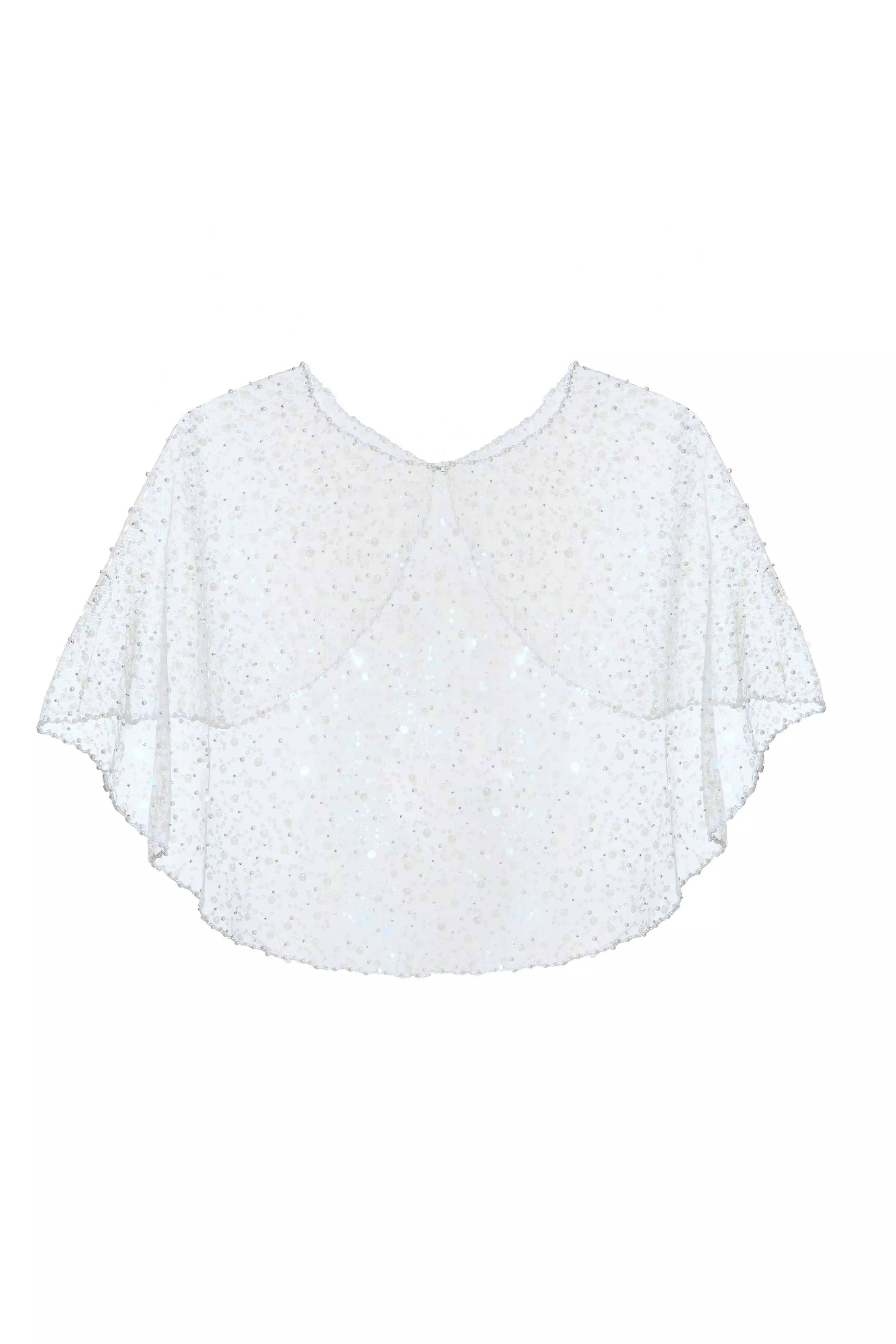 Bridal Cream Pearl Sequin Cape