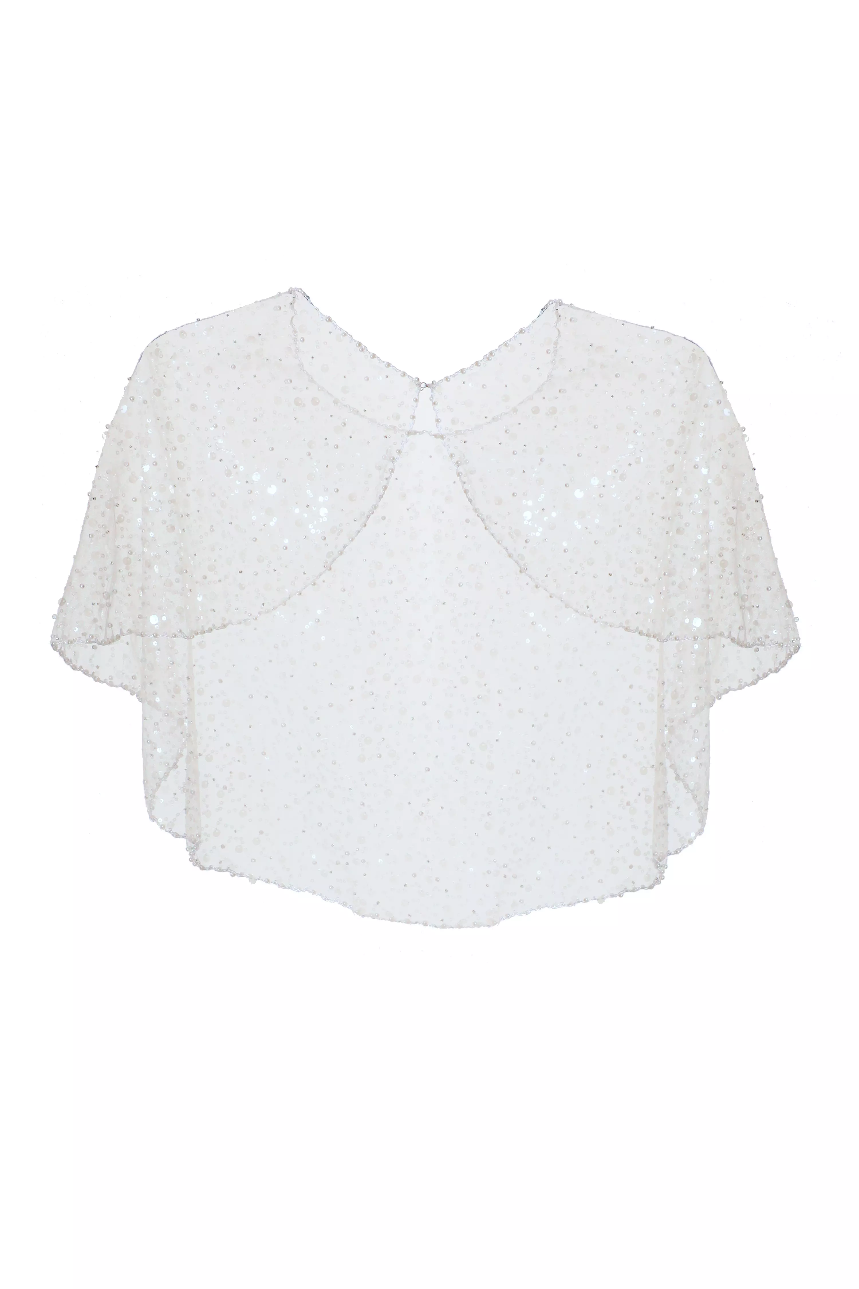 Bridal Cream Pearl Sequin Cape