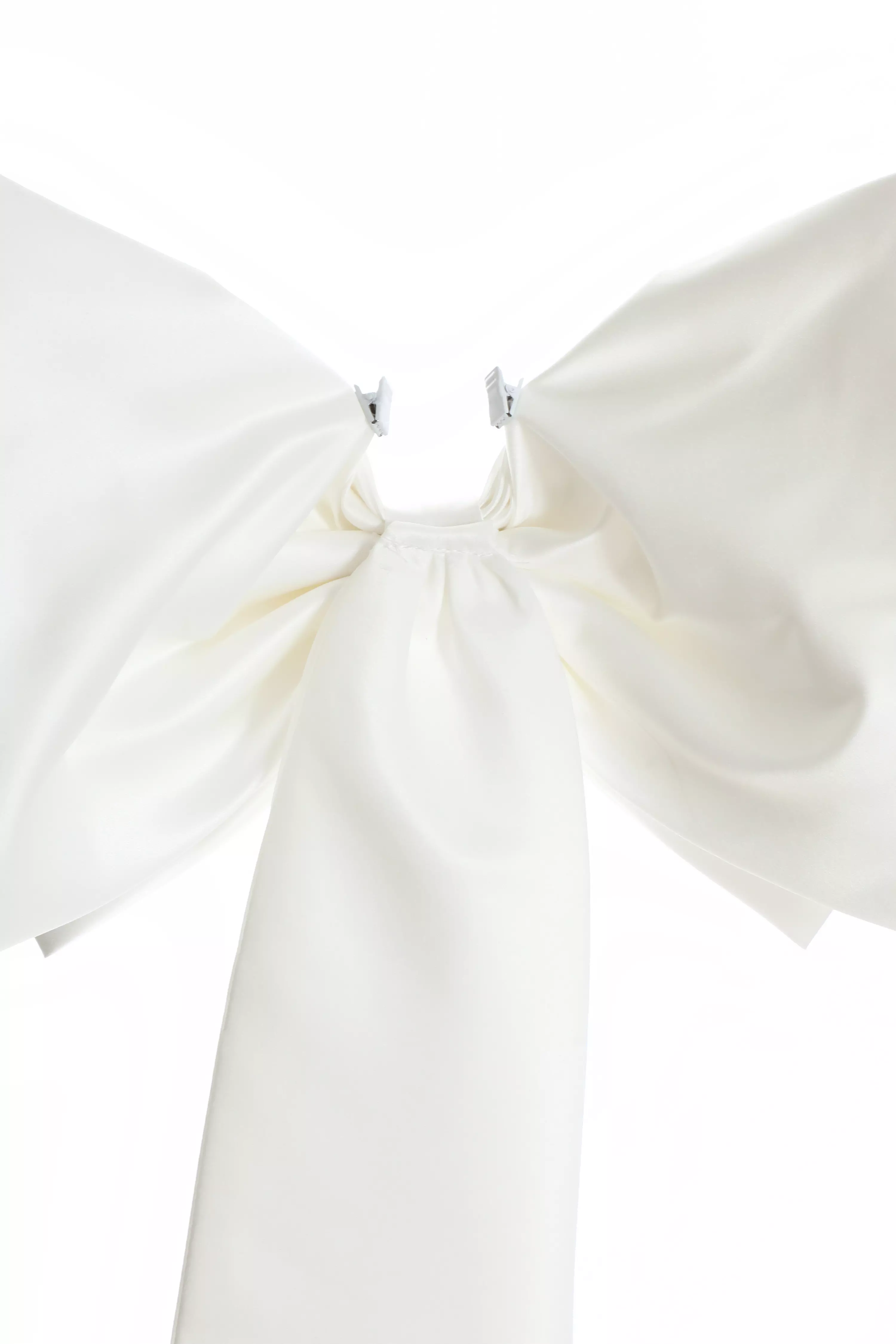 Bridal Ivory Satin Bow Clip