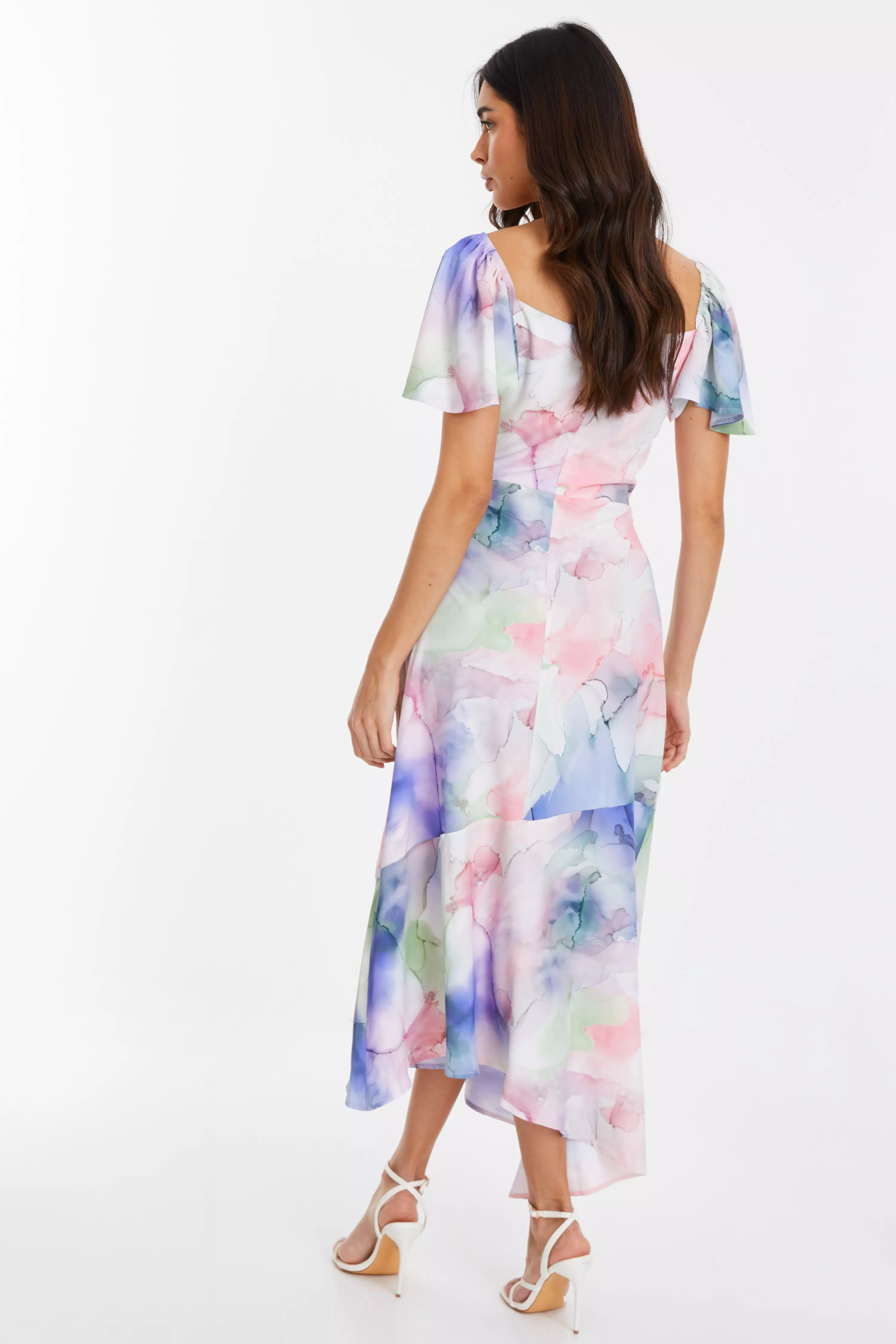 Blue Abstract Print Midaxi Dress