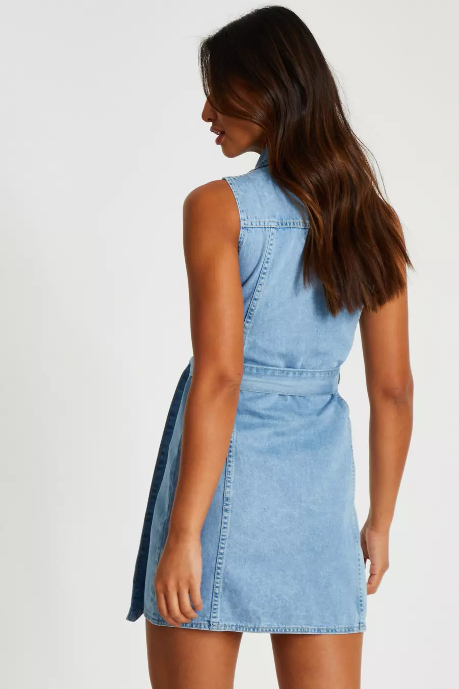 Quiz denim tie belt dress hotsell