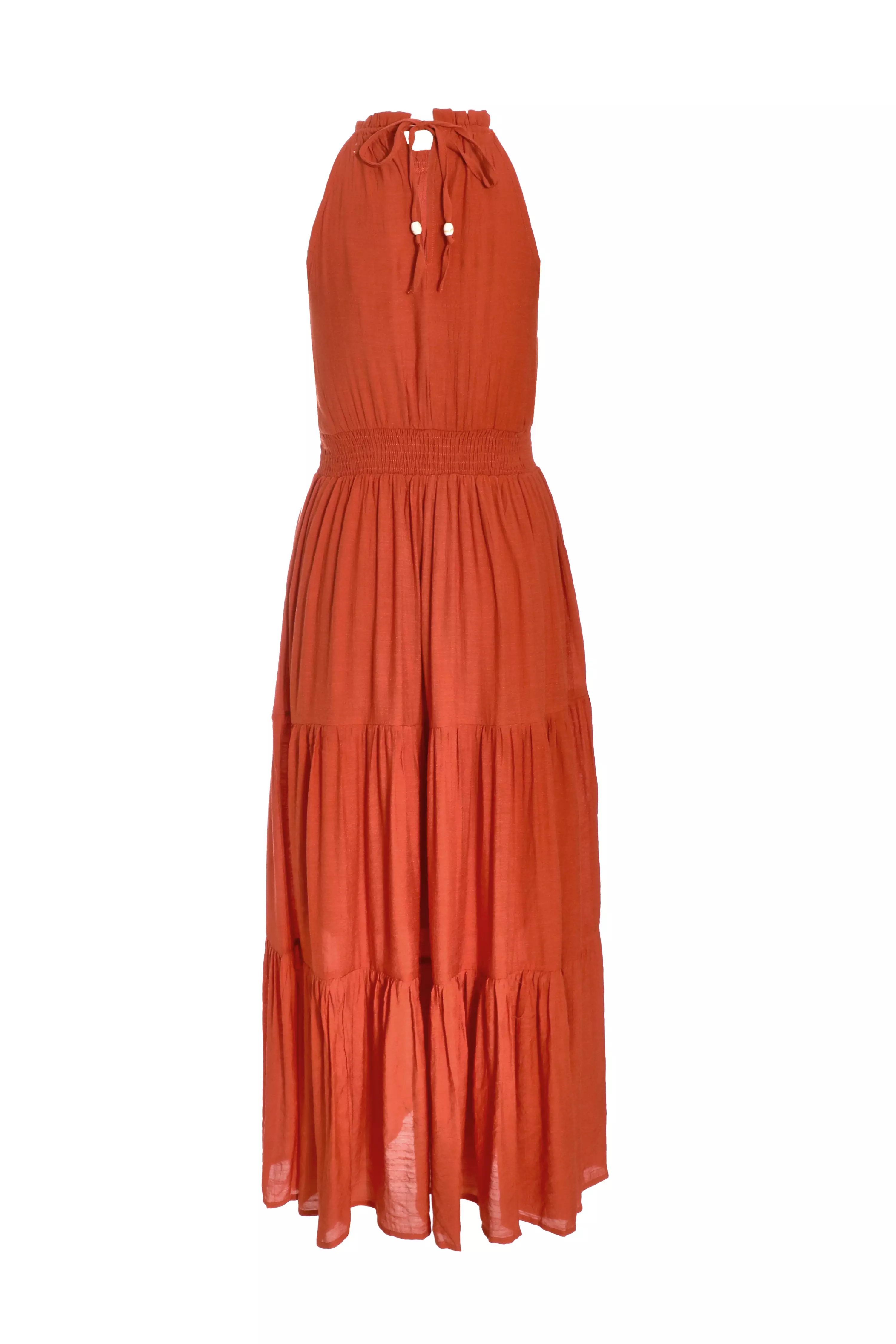 Orange Halter Neck Maxi Dress