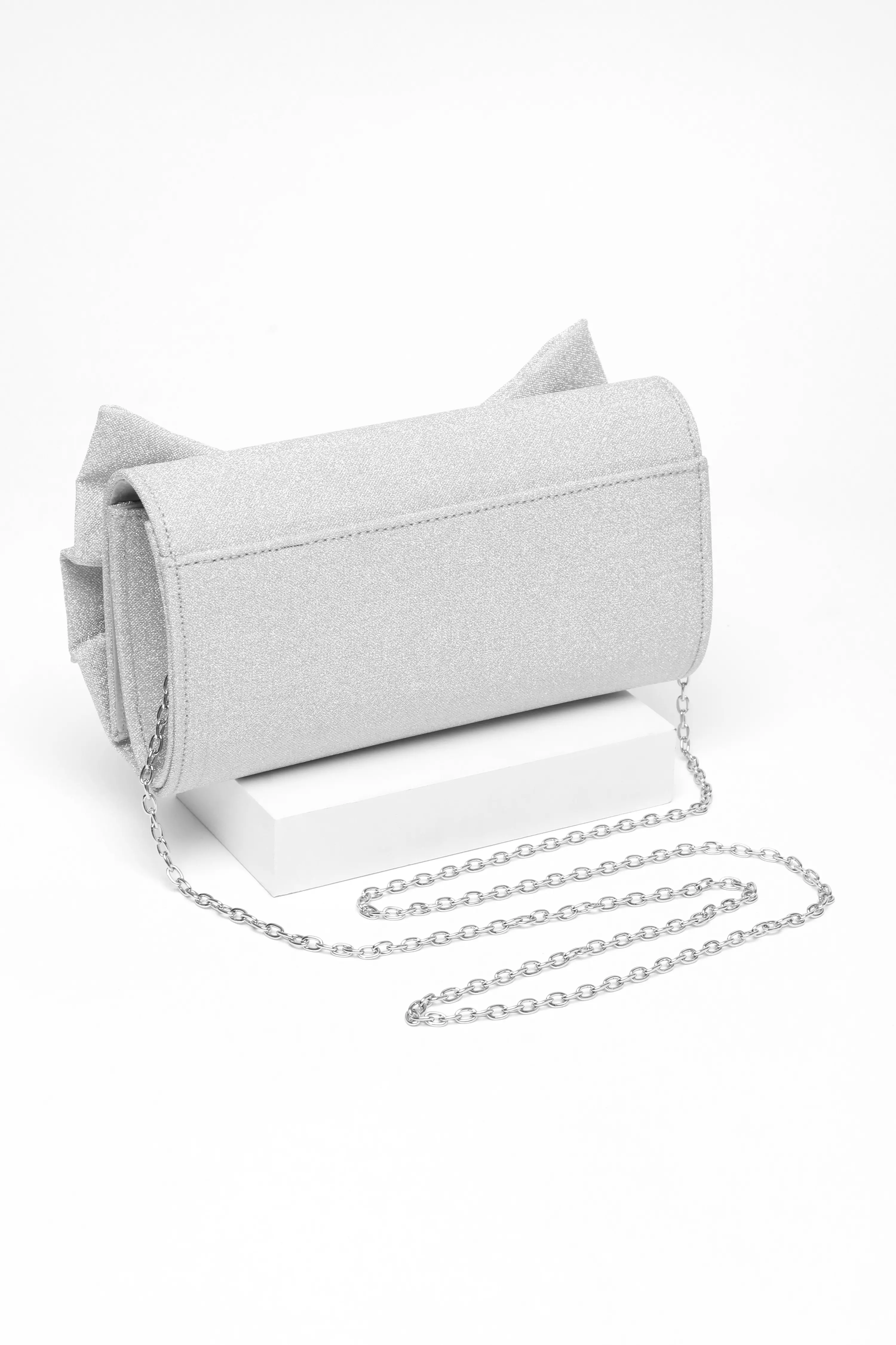 Silver Glitter Bow Bag