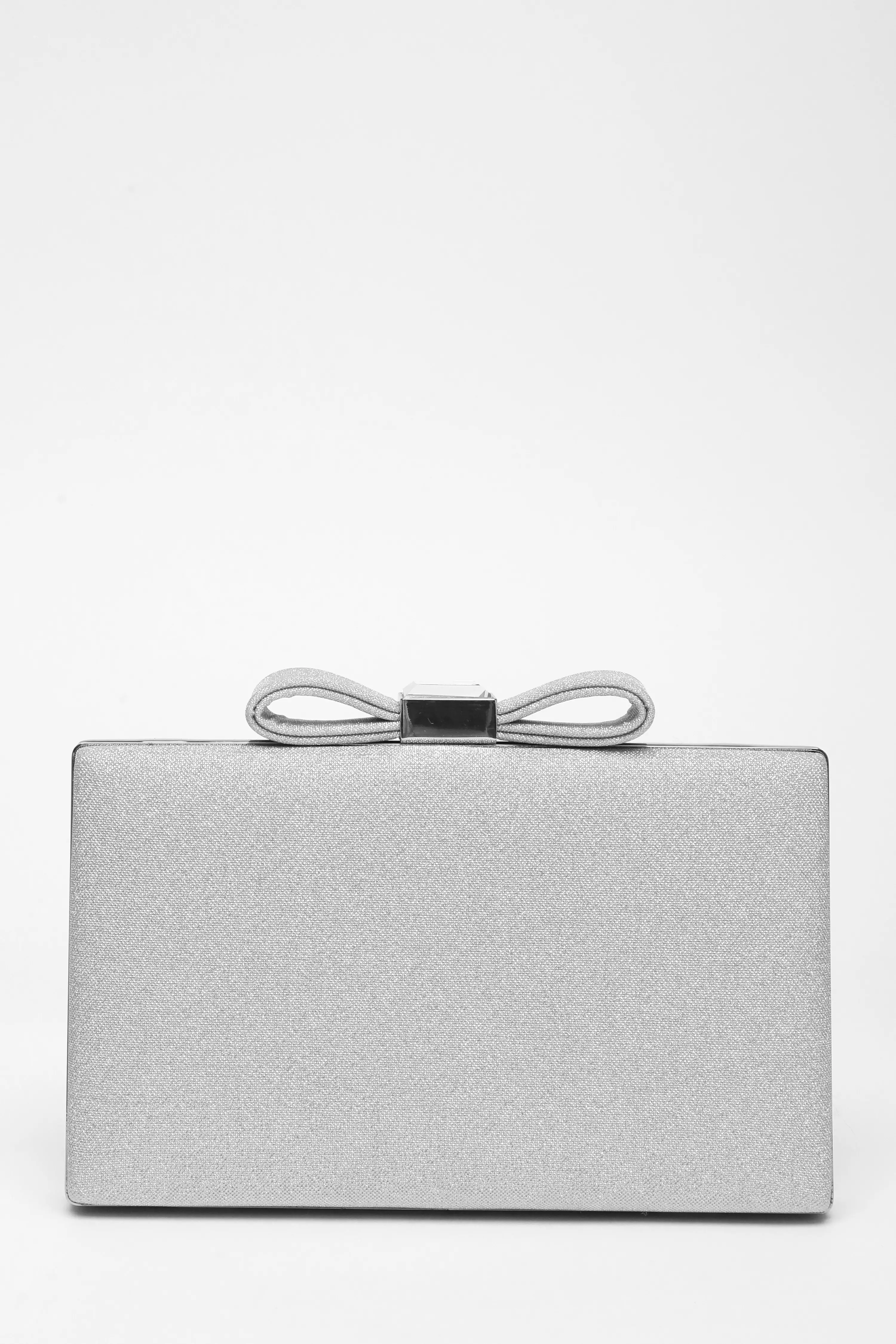 Silver Bow Clasp Clutch Bag