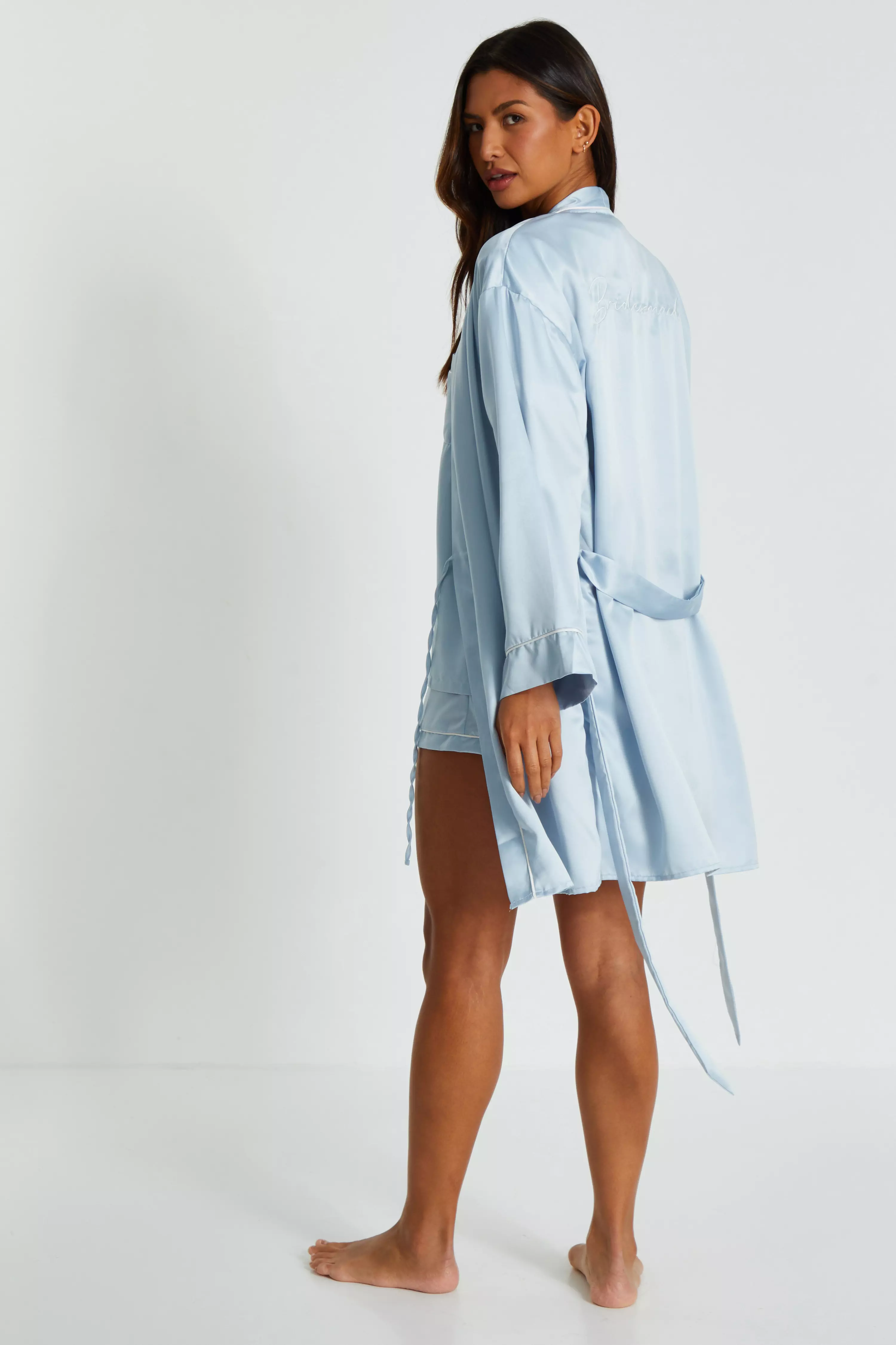 Light Blue Satin 'Bridesmaid' Robe