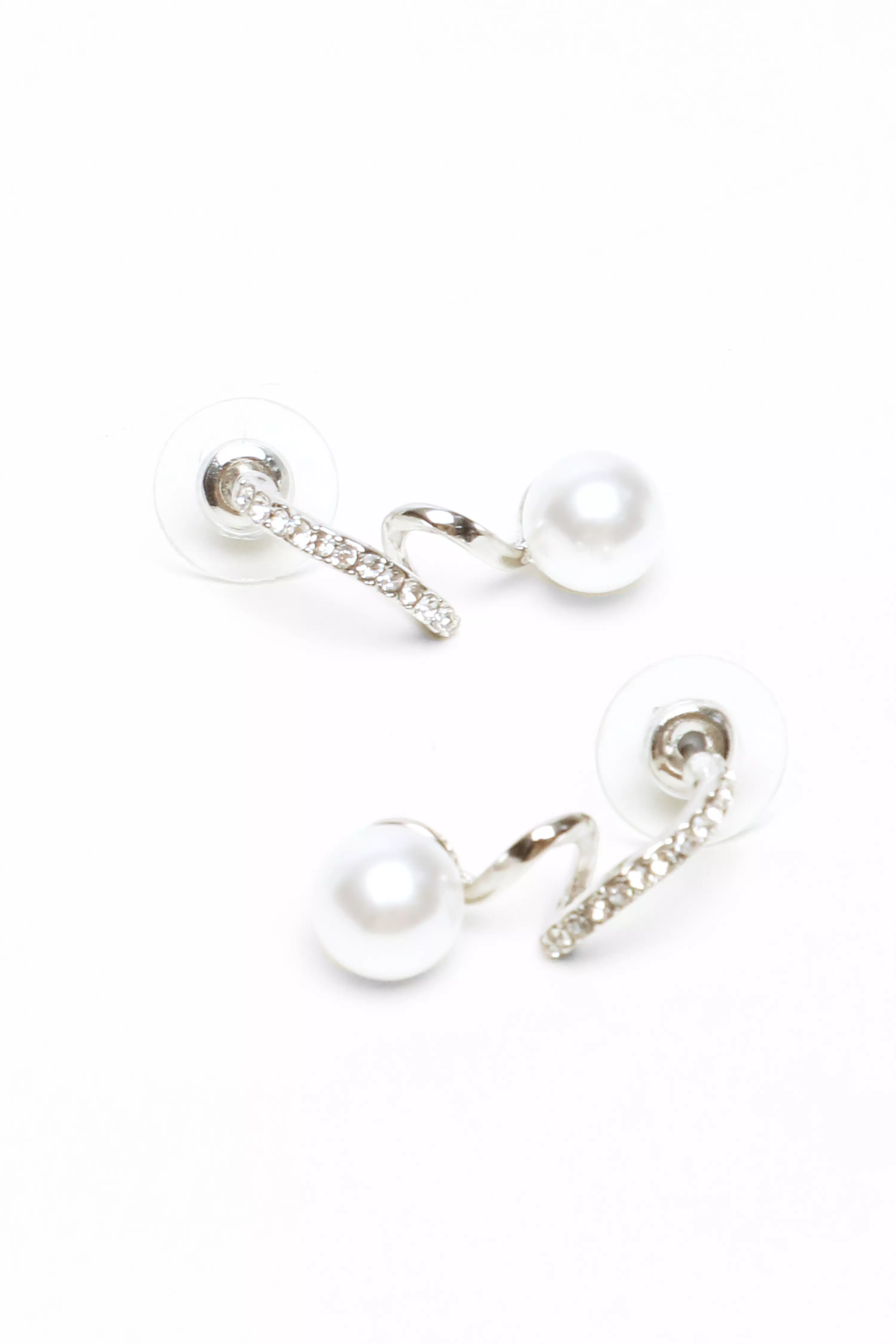 Bridal Silver Diamante Twist Drop Earrings