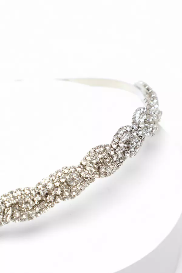 Silver Diamante Twist Headband