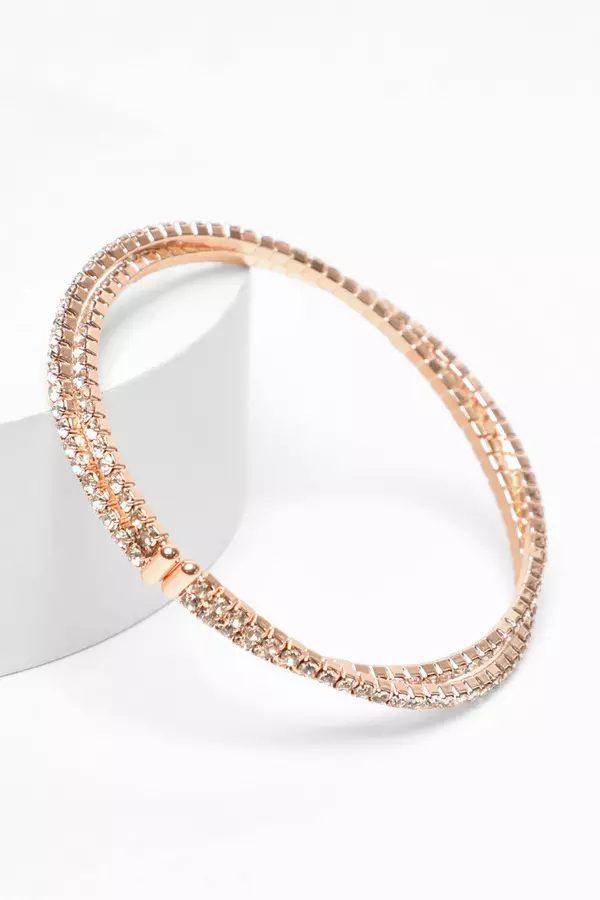 Rose Gold Diamante Twist Bracelet
