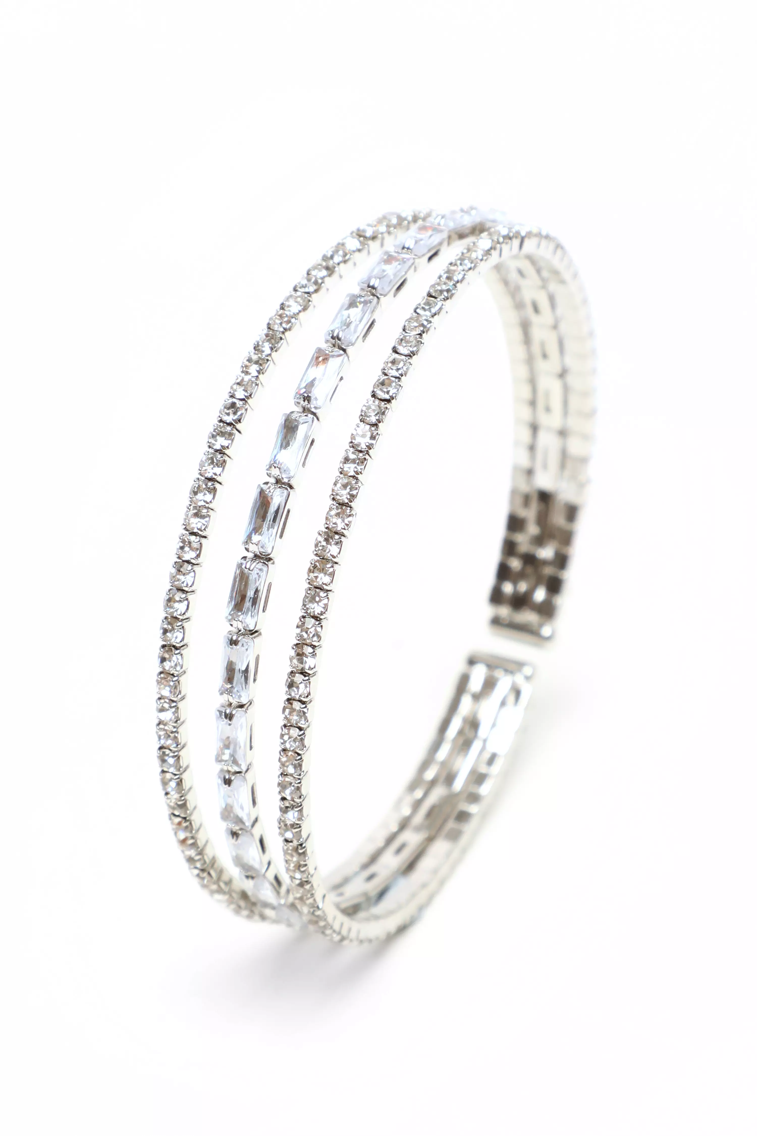 Silver Diamante Cuff Bracelet