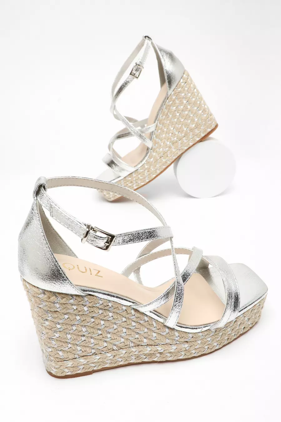 Silver evening wedges on sale