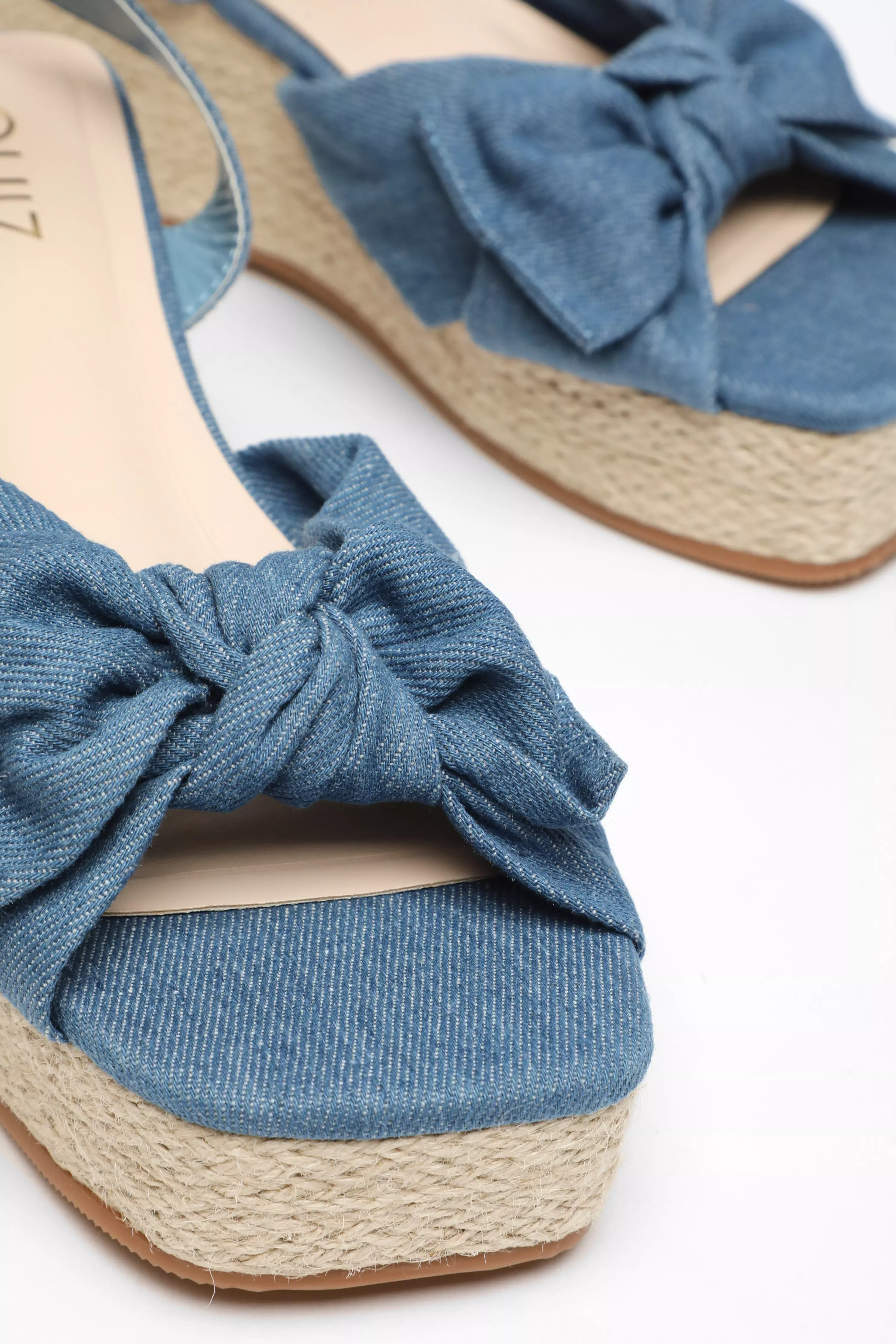 Blue Woven Bow Front Wedges