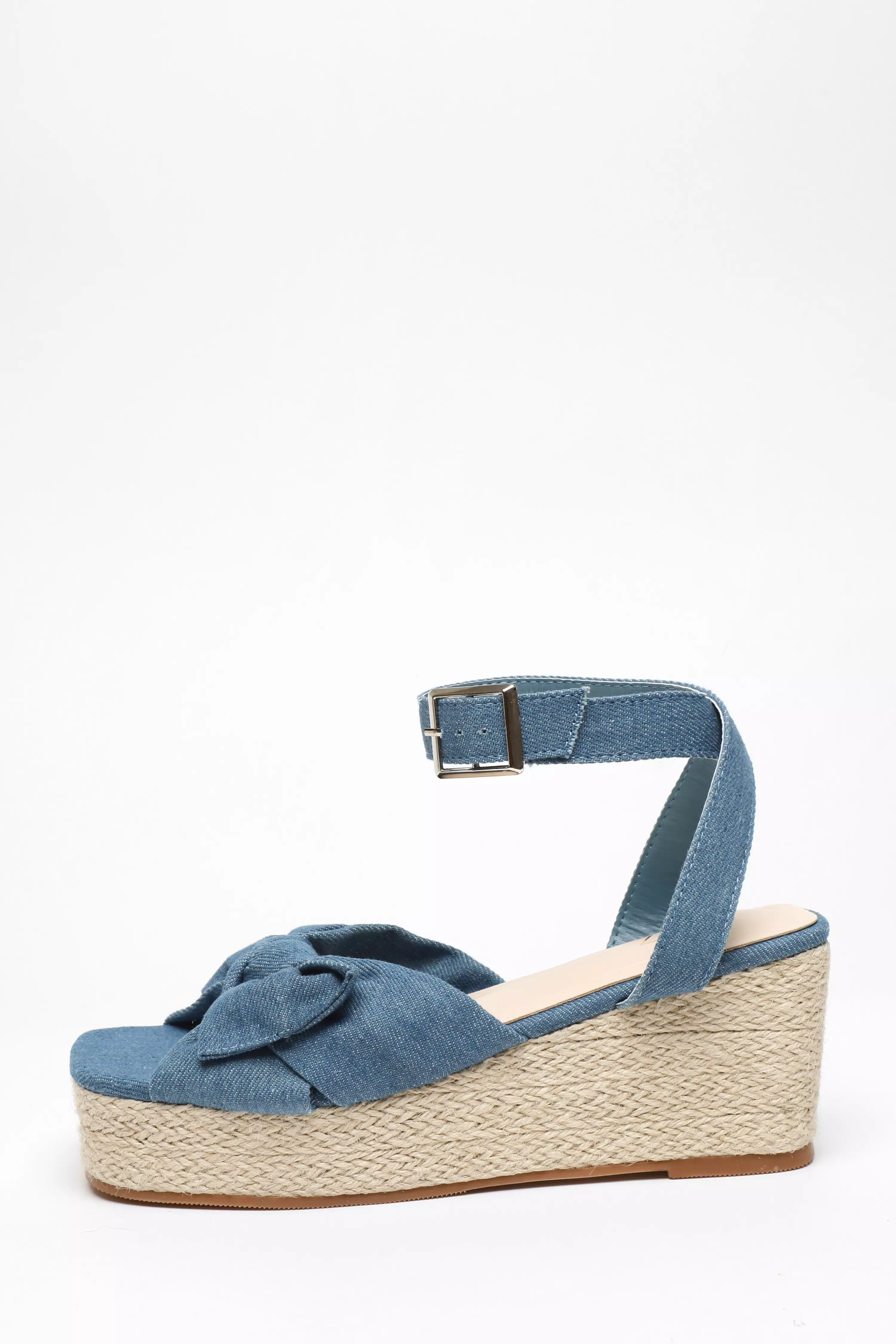 Blue Woven Bow Front Wedges