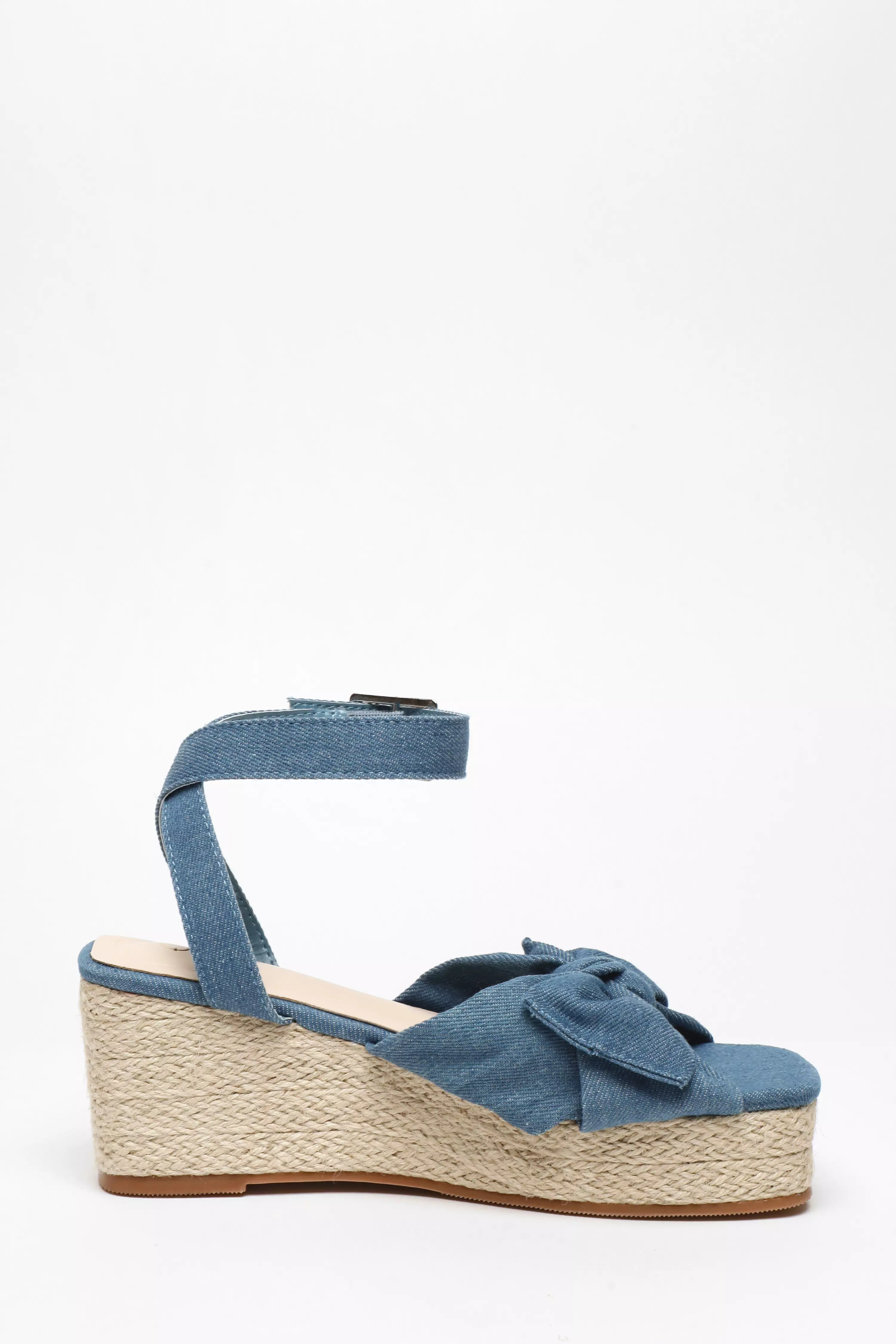 Blue Woven Bow Front Wedges