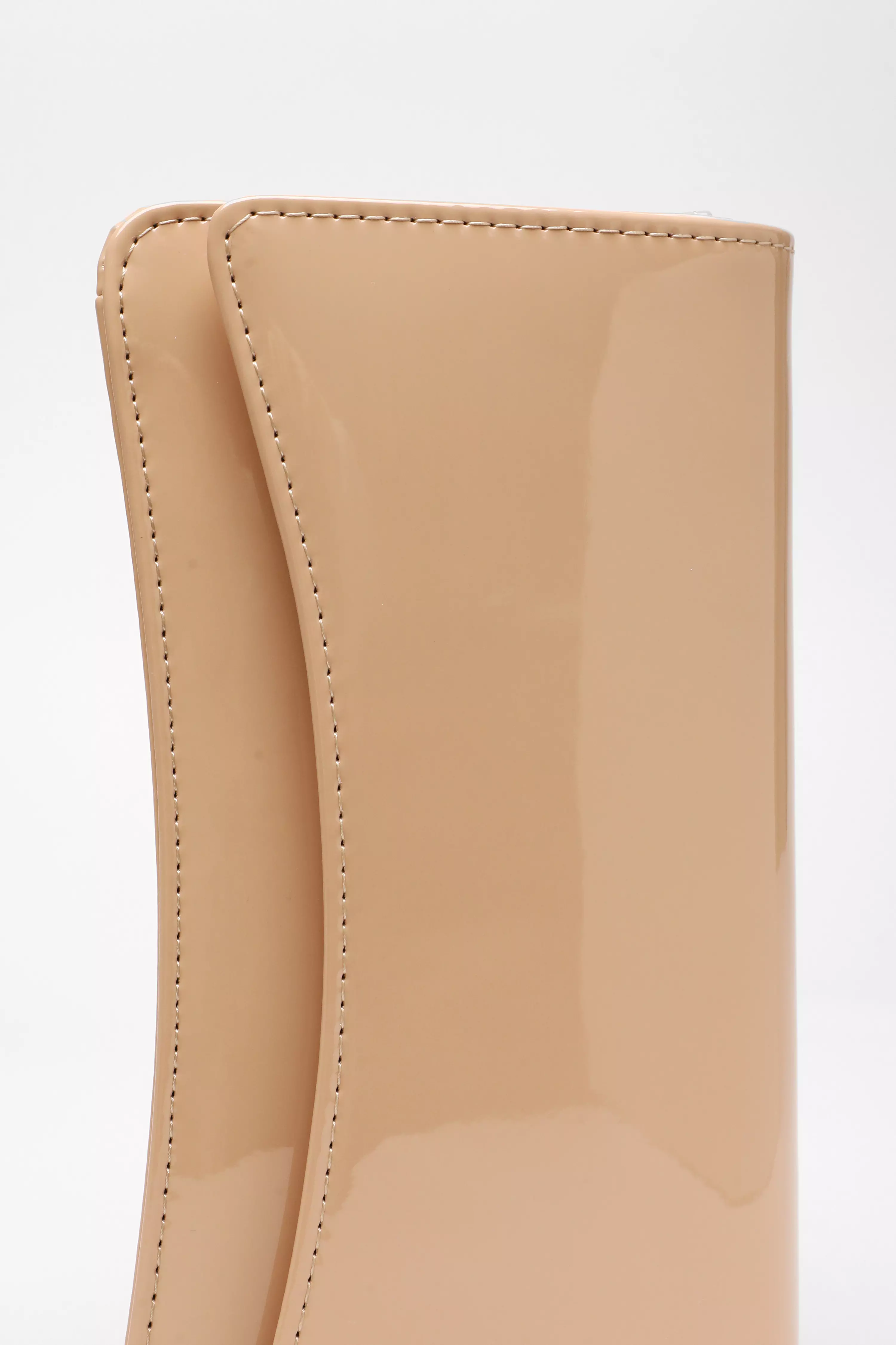 Nude Patent Faux Leather Clutch Bag