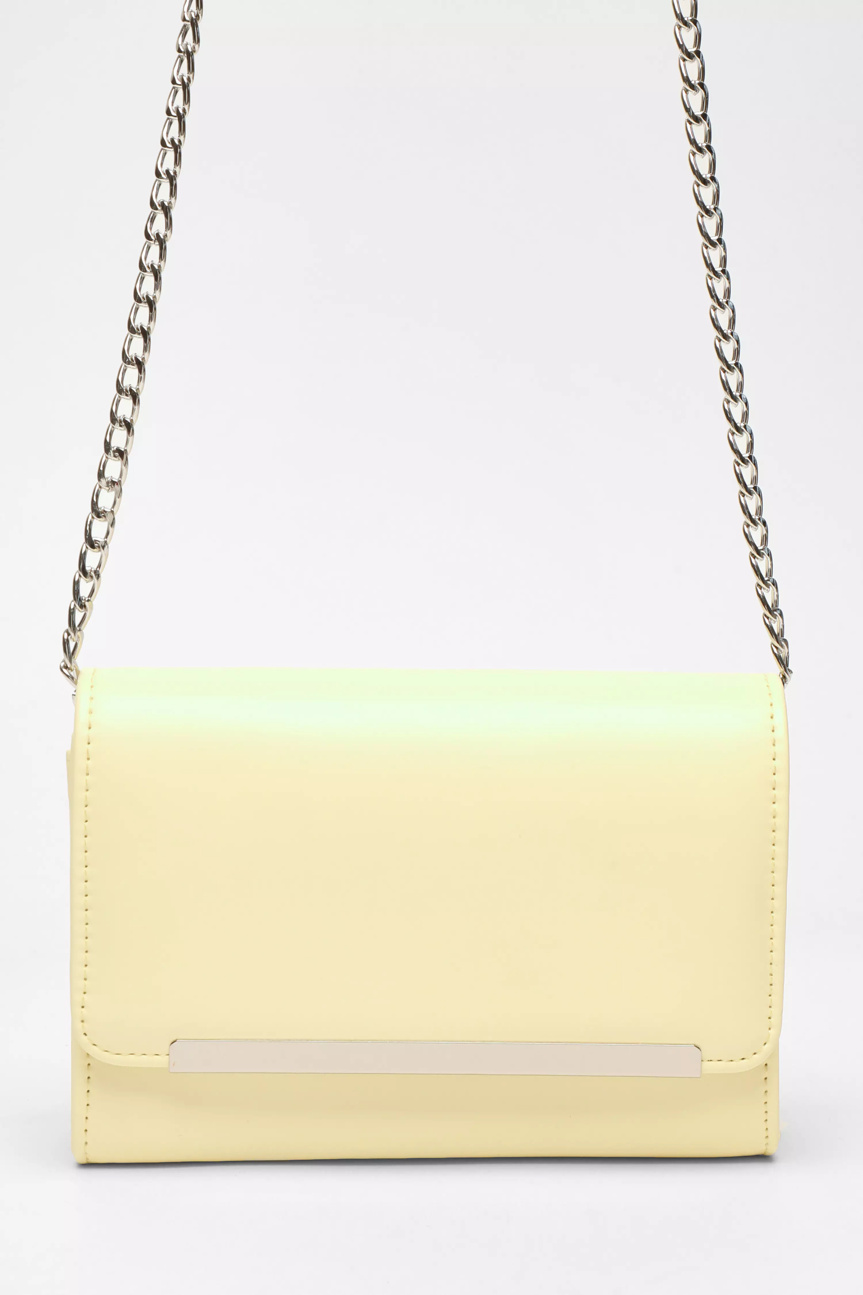 Yellow Faux Leather Chain Bag
