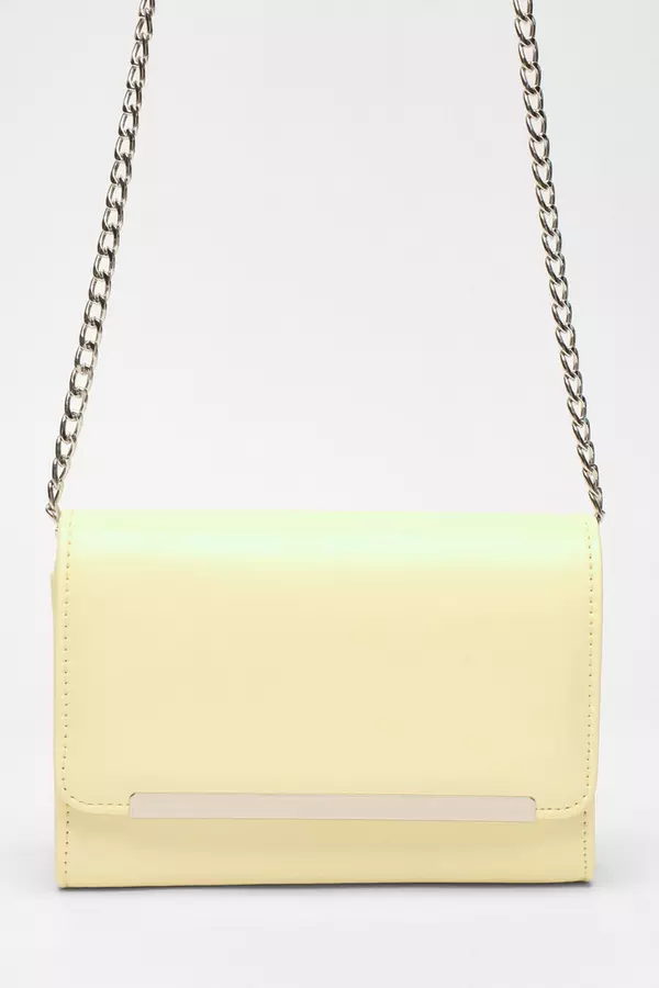 Yellow Faux Leather Chain Bag