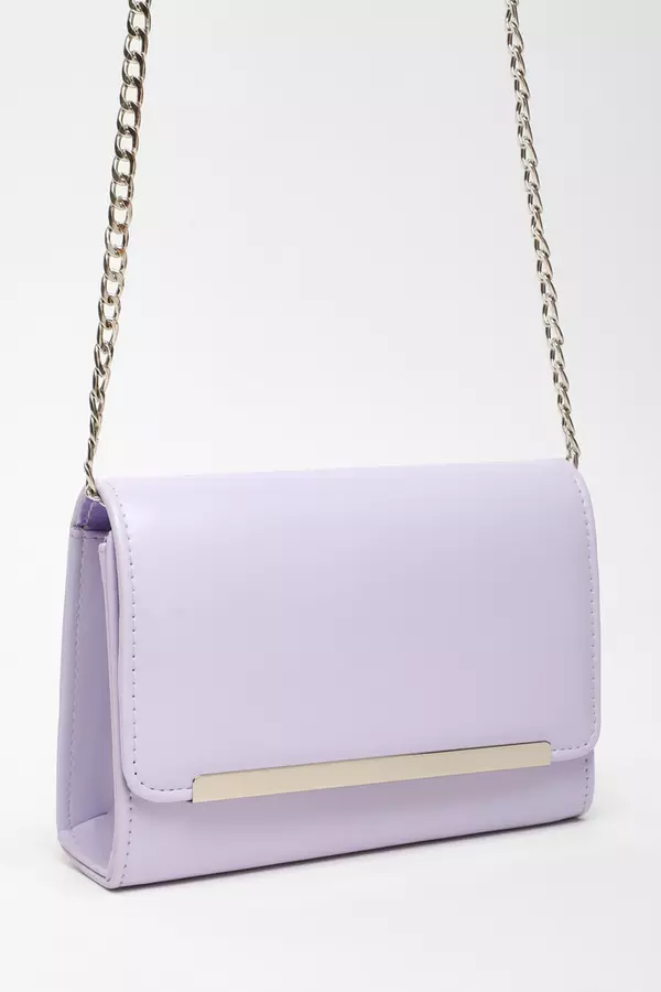 Lilac Faux Leather Chain Bag