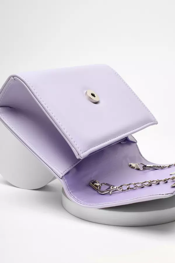 Lilac Faux Leather Chain Bag