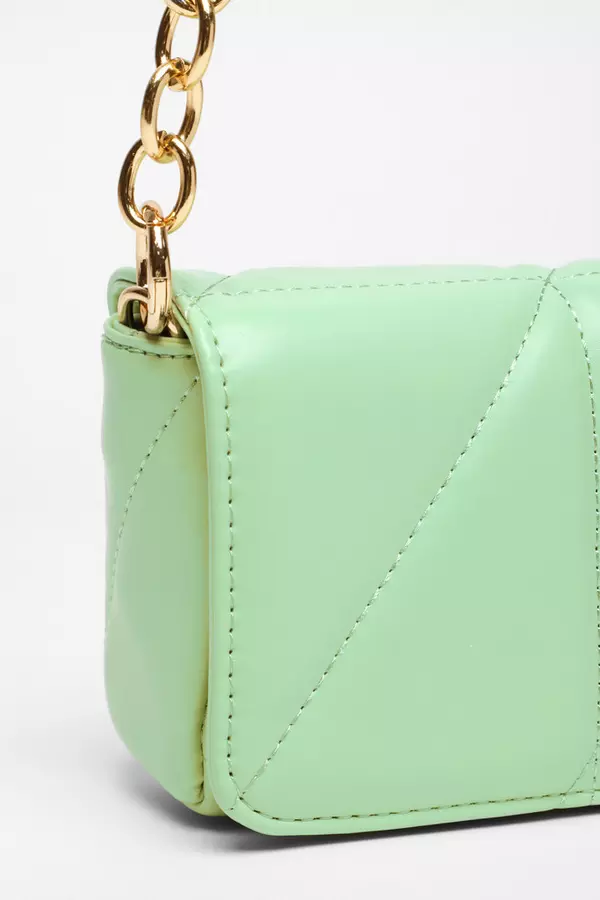 Green Faux Leather Mini Shoulder Bag