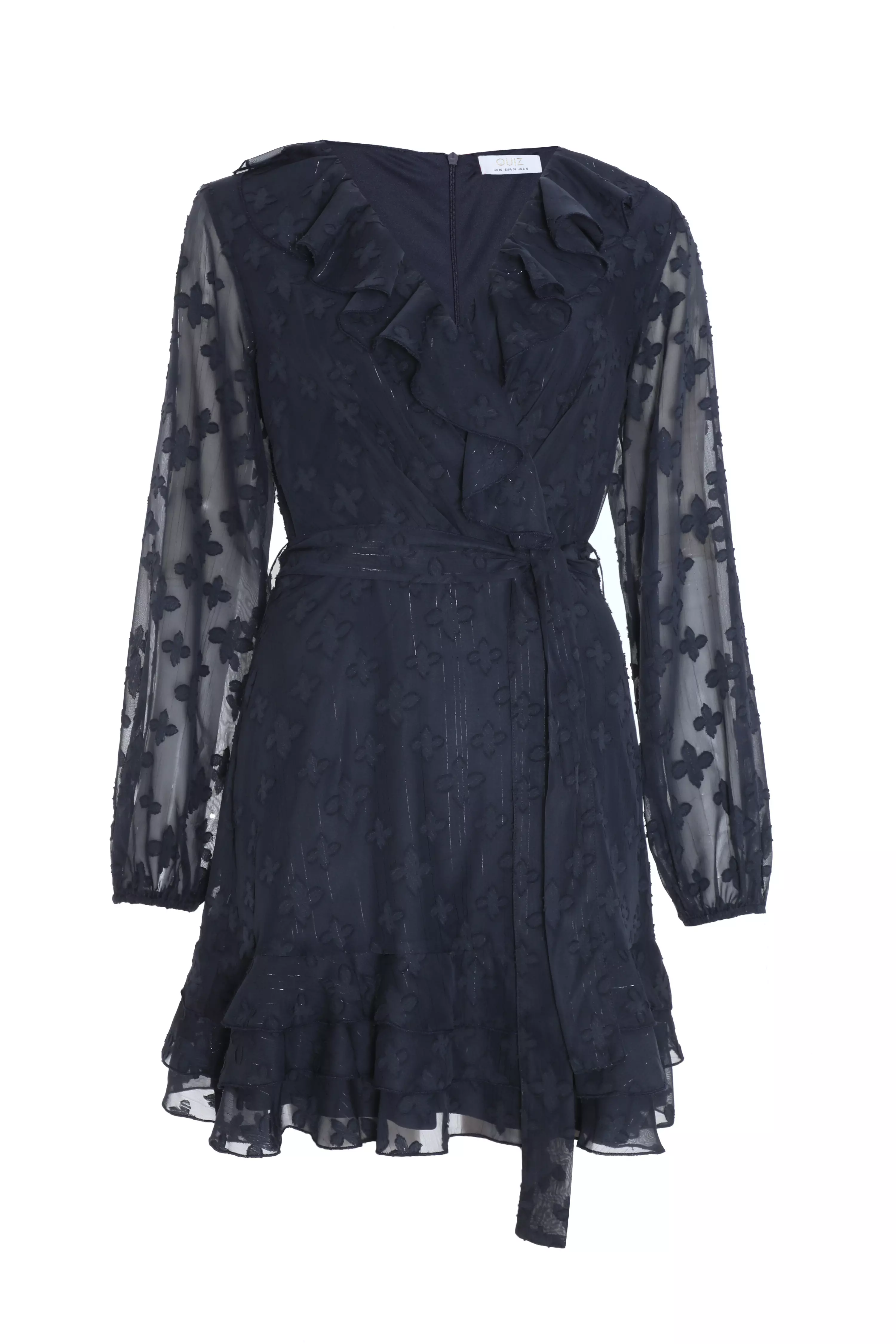 Navy Chiffon Dobby Mini Skater Dress