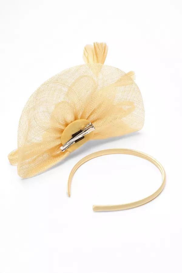 Yellow Large Loop Disk Headband Fascinator