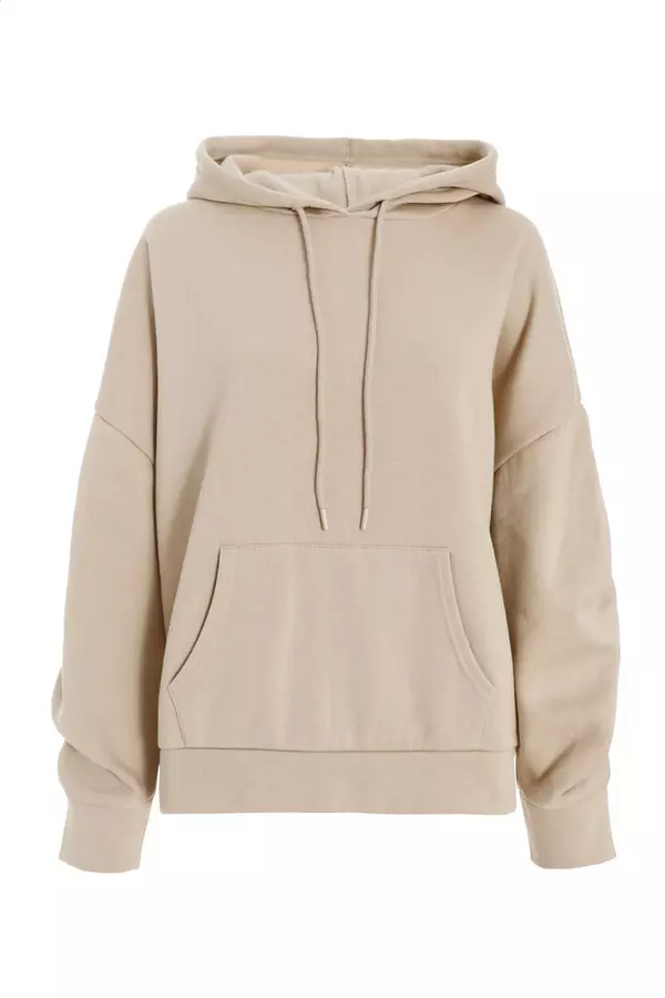 Stone Ruched Sleeve Oversized Hoodie