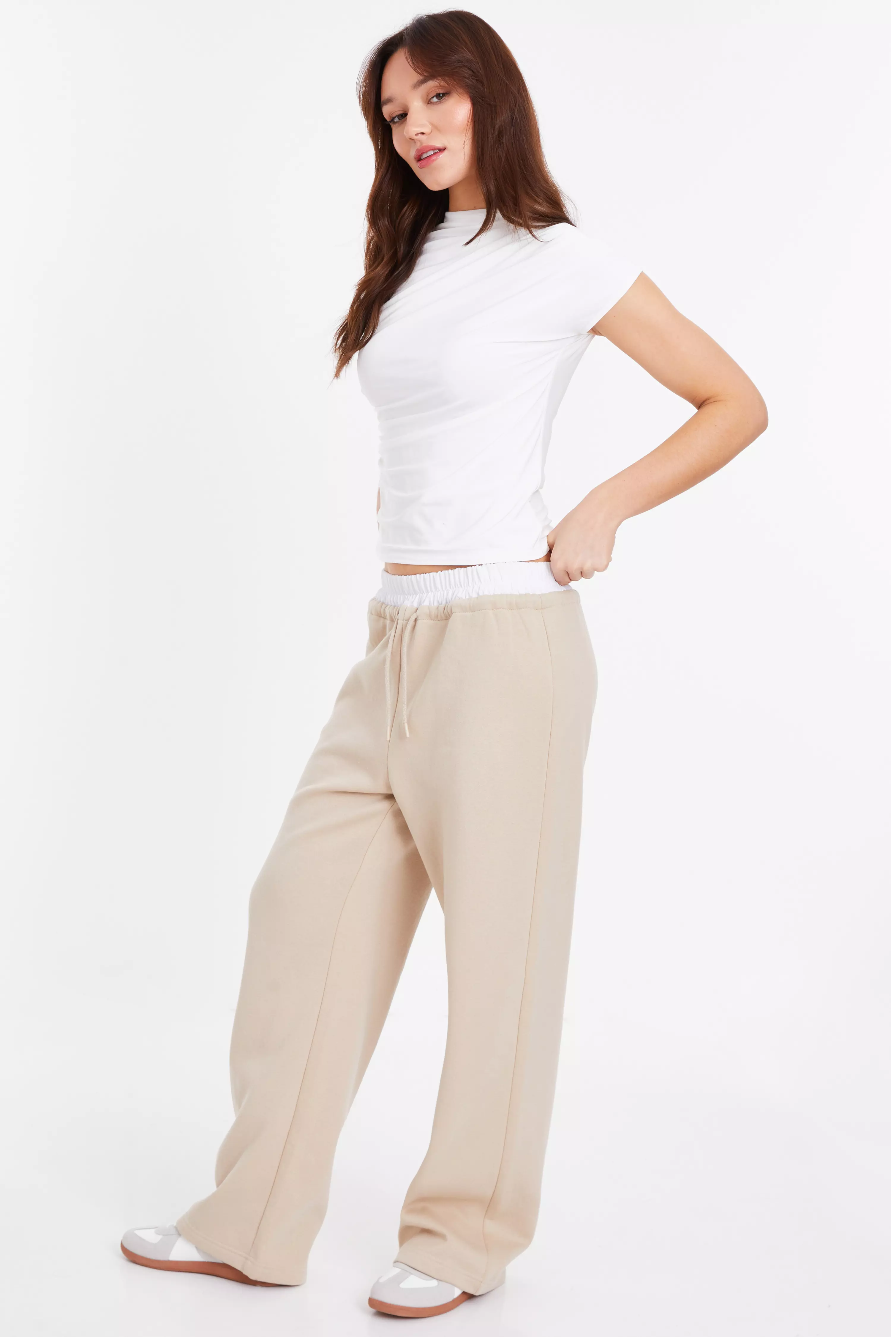 Satin Wide Leg Double Waist Jogger 