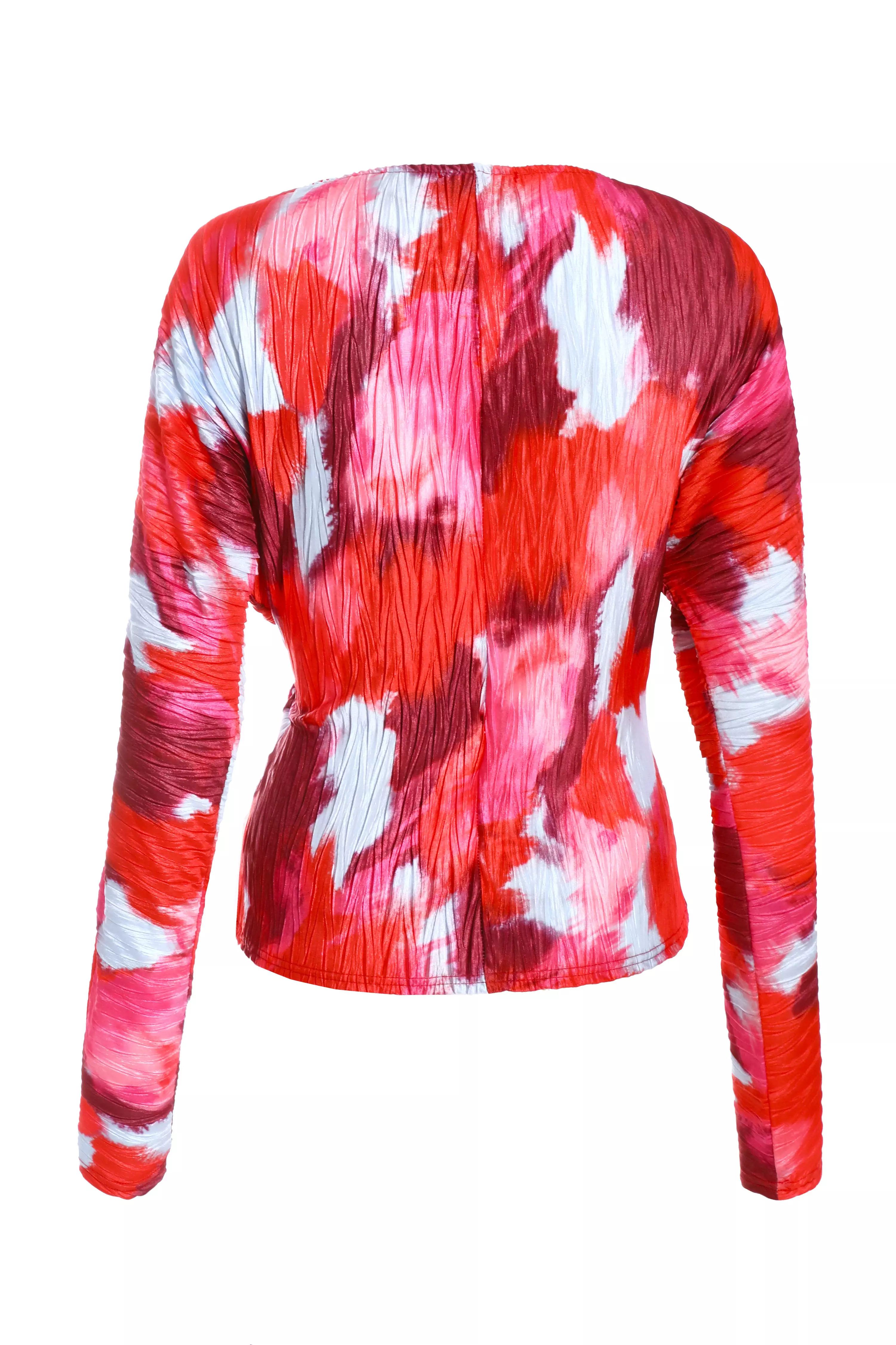 Red Abstract Wrap Top