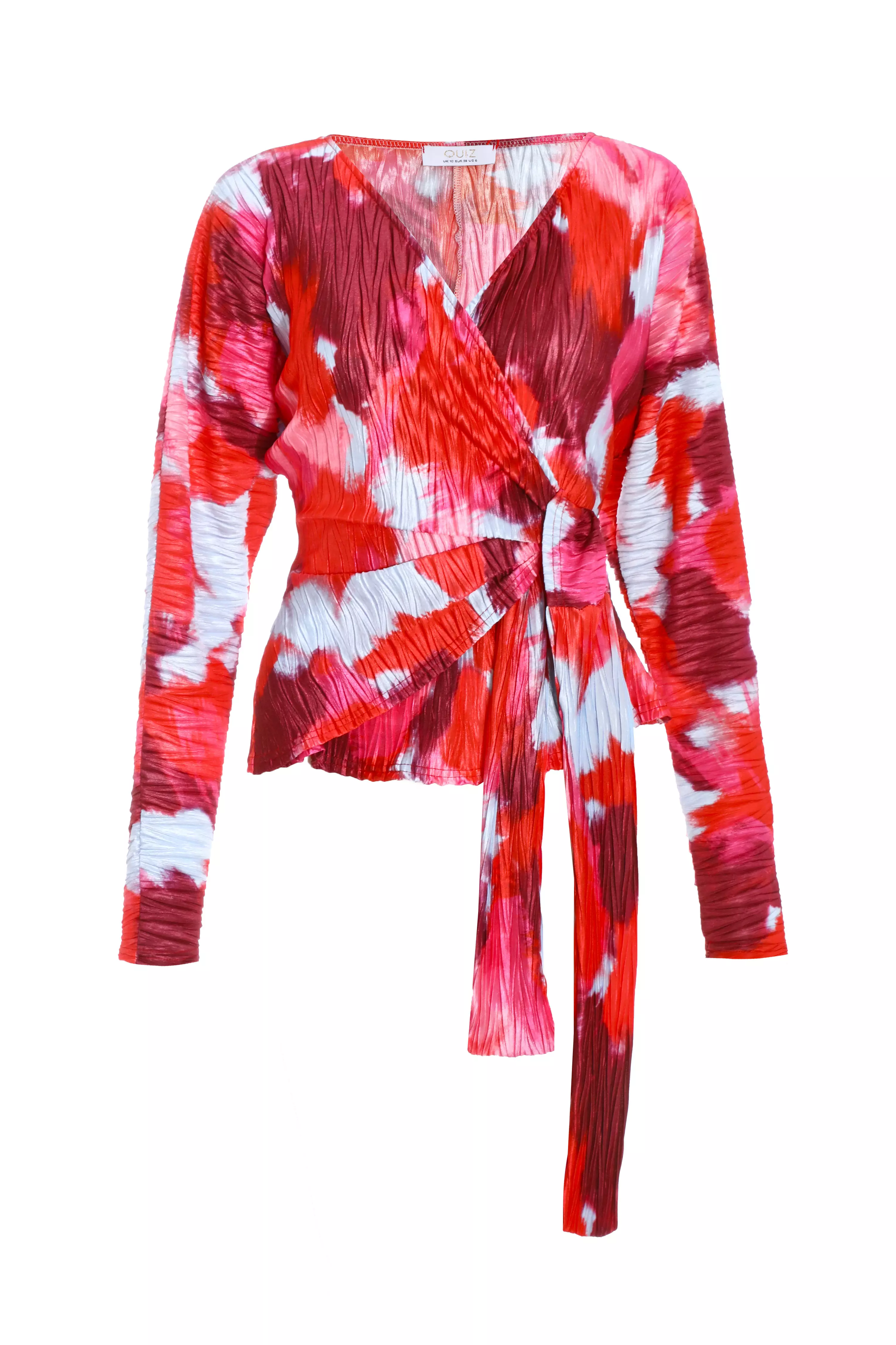 Red Abstract Wrap Top