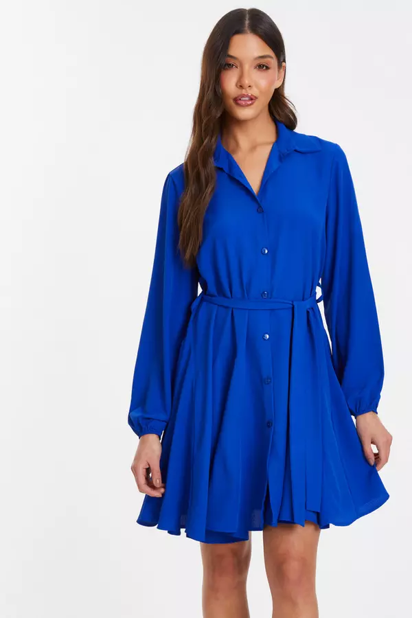 Royal Blue Shirt Mini Dress
