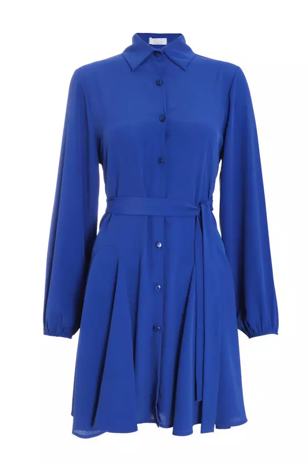 Royal Blue Shirt Mini Dress