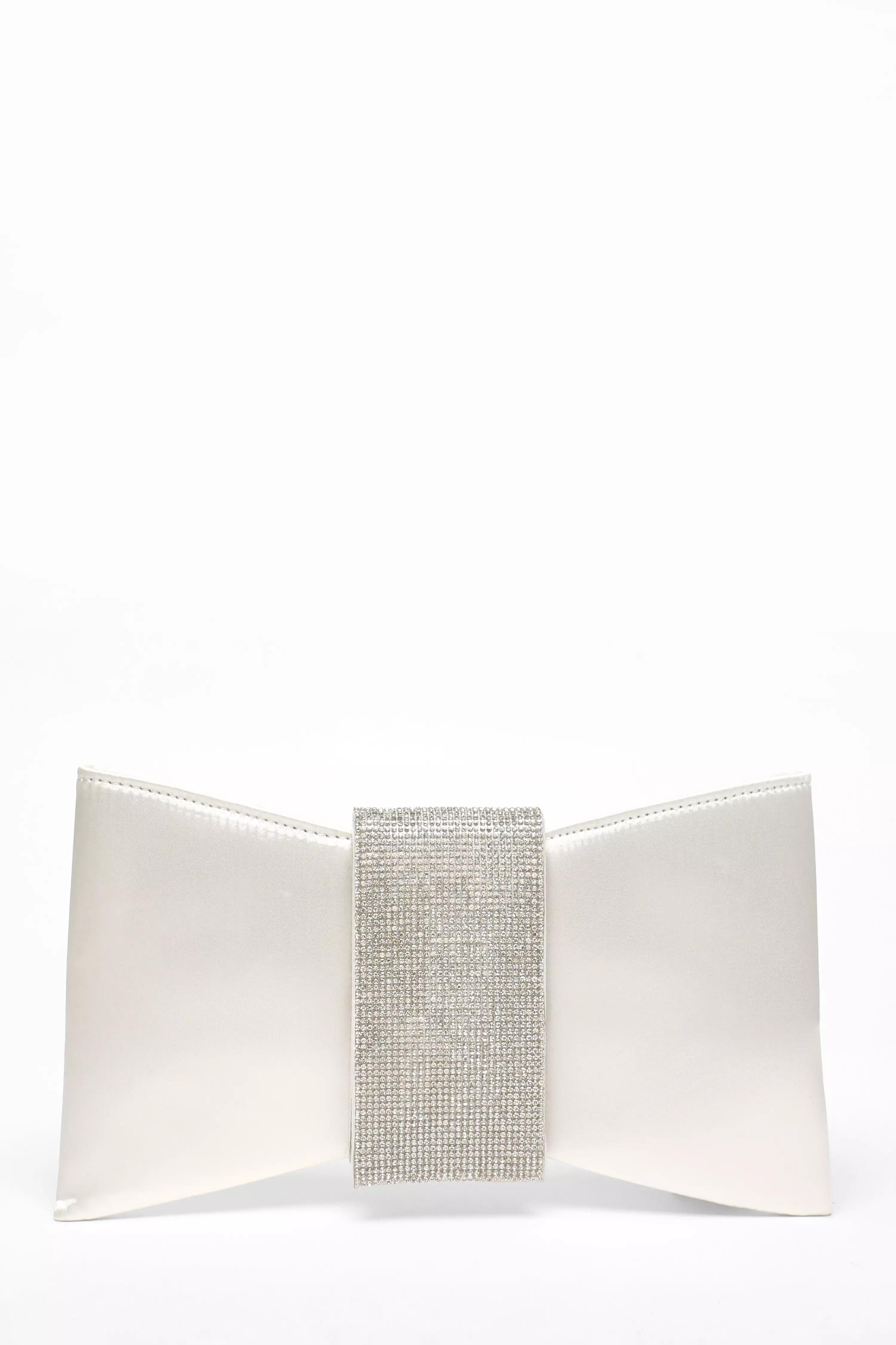 Bridal White Diamante Jewel Bow Bag