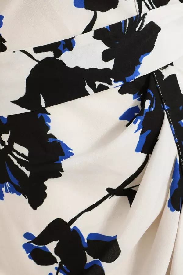 Curve White Floral Print Midi Shirt Dress