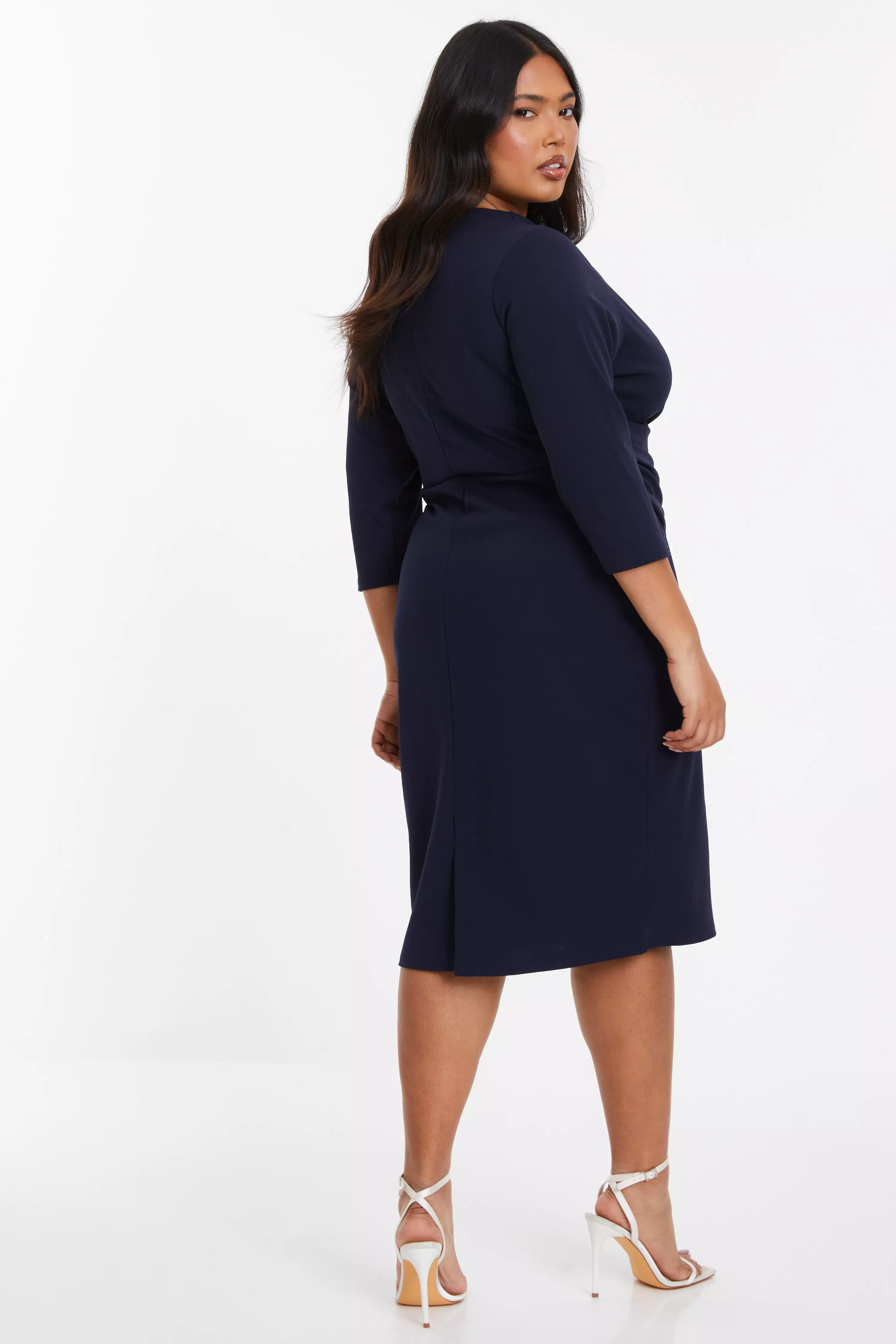 Curve Navy Scuba Midi Dress