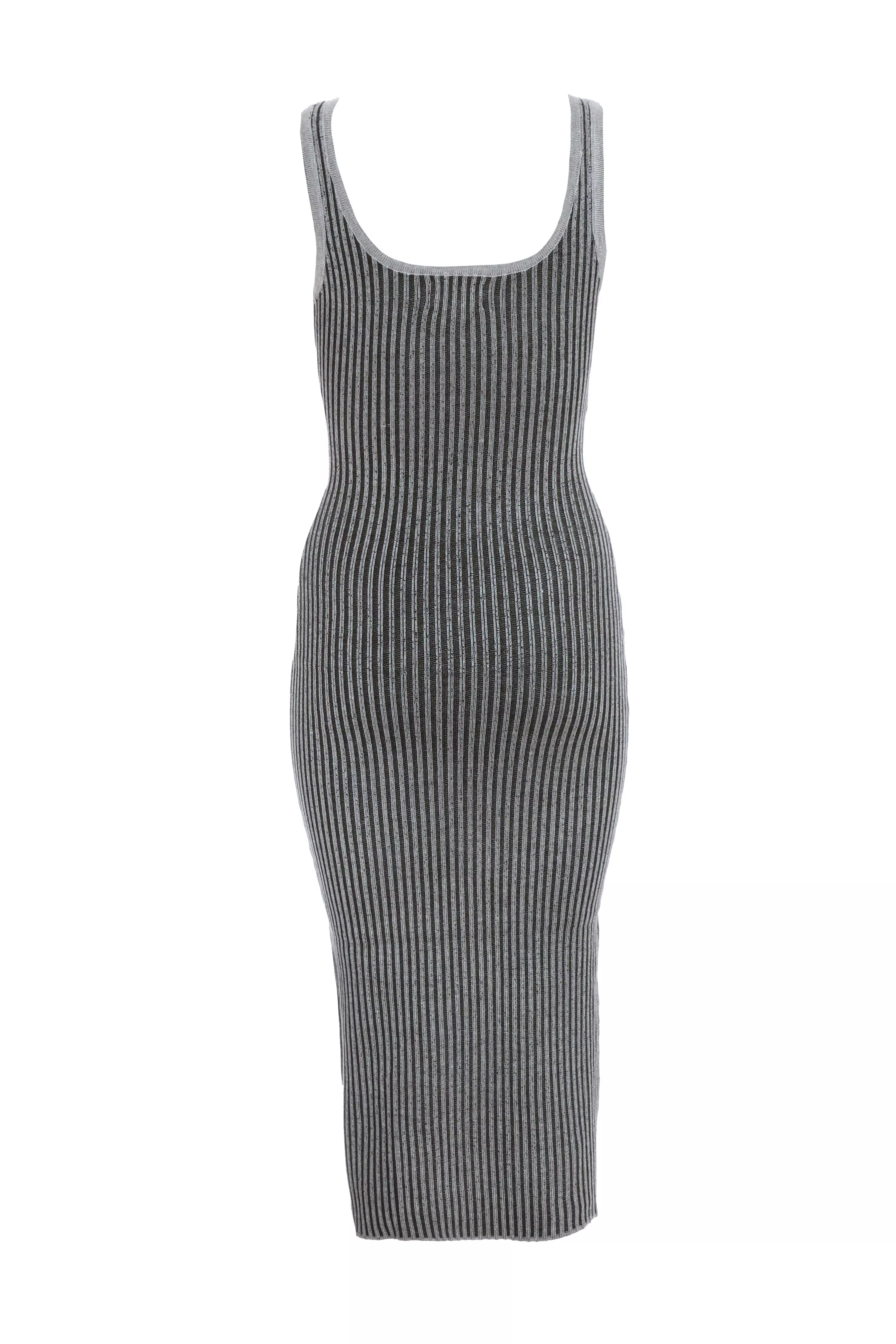 Black Ribbed Bodycon Midi Dress