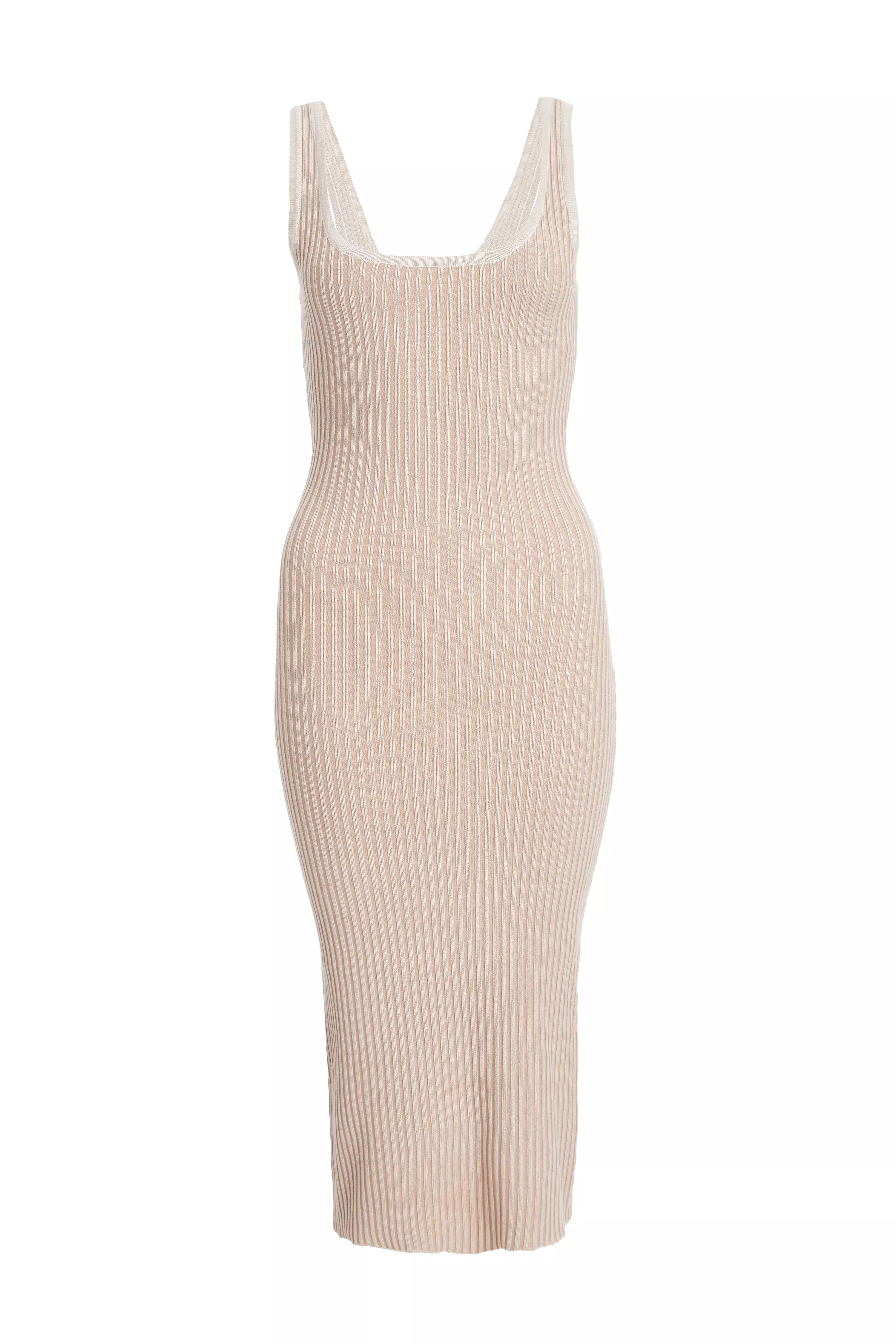 Stone Ribbed Midi Dress