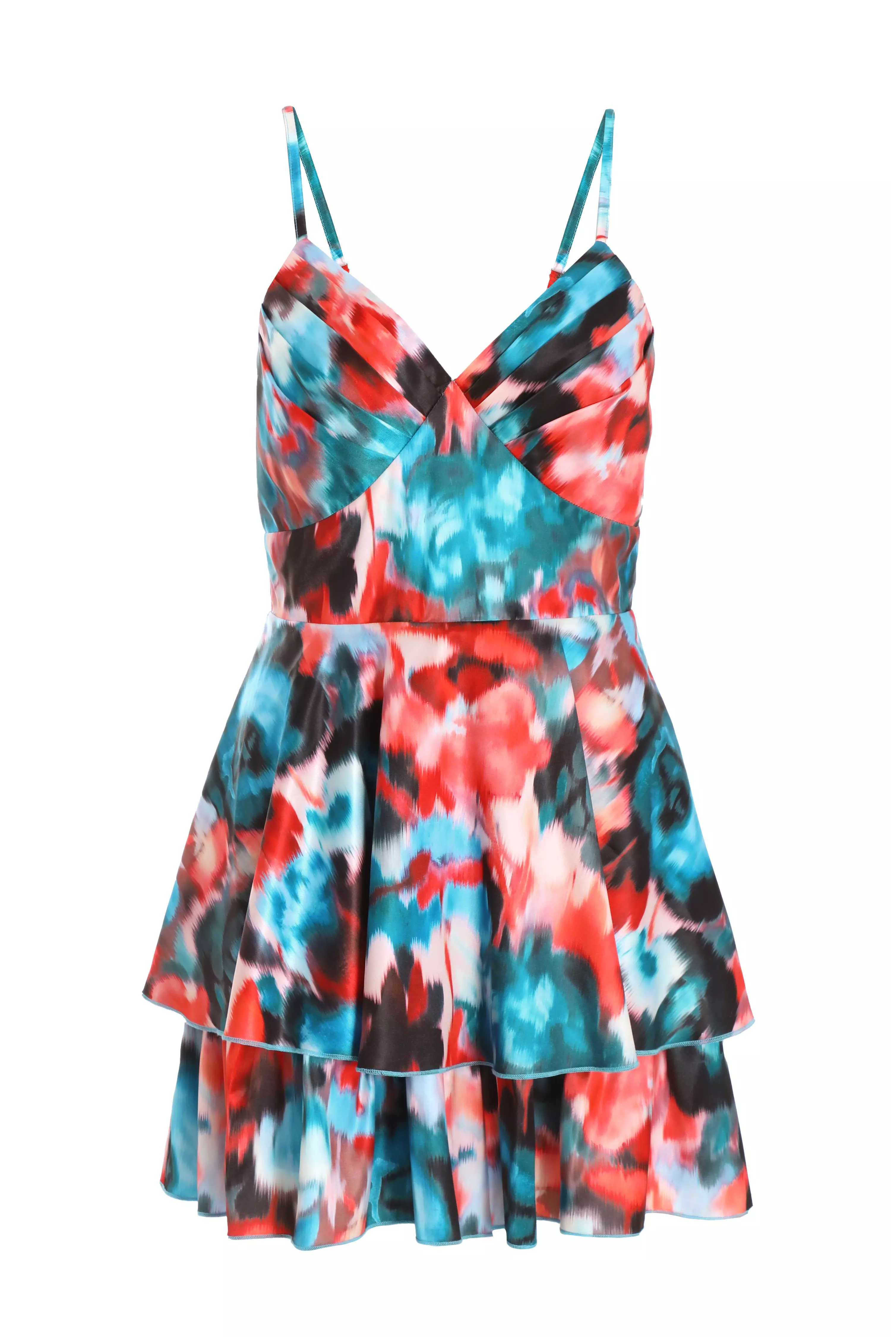 Multicoloured Satin Smudge Print Playsuit