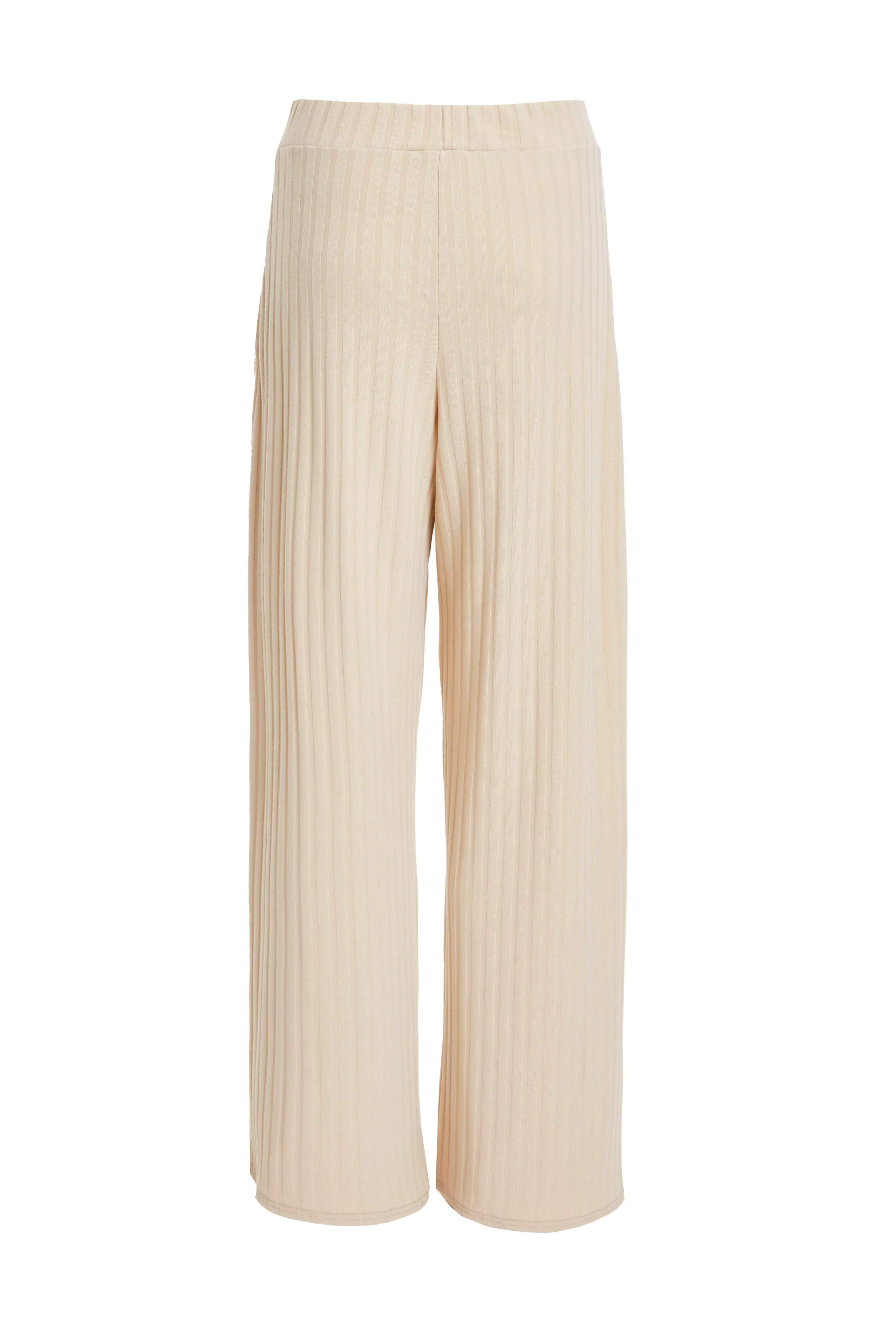 Stone Ribbed High Waisted Trousers