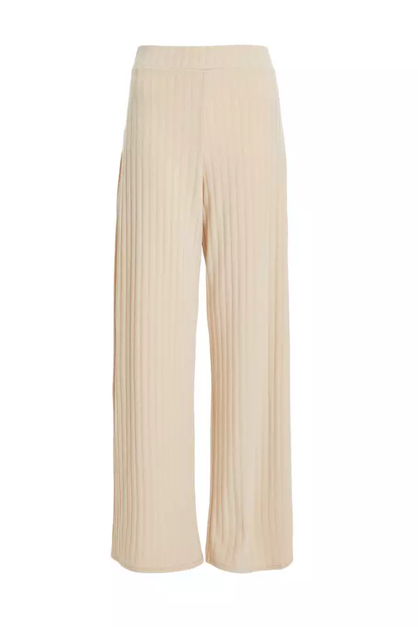 Stone Ribbed High Waisted Trousers