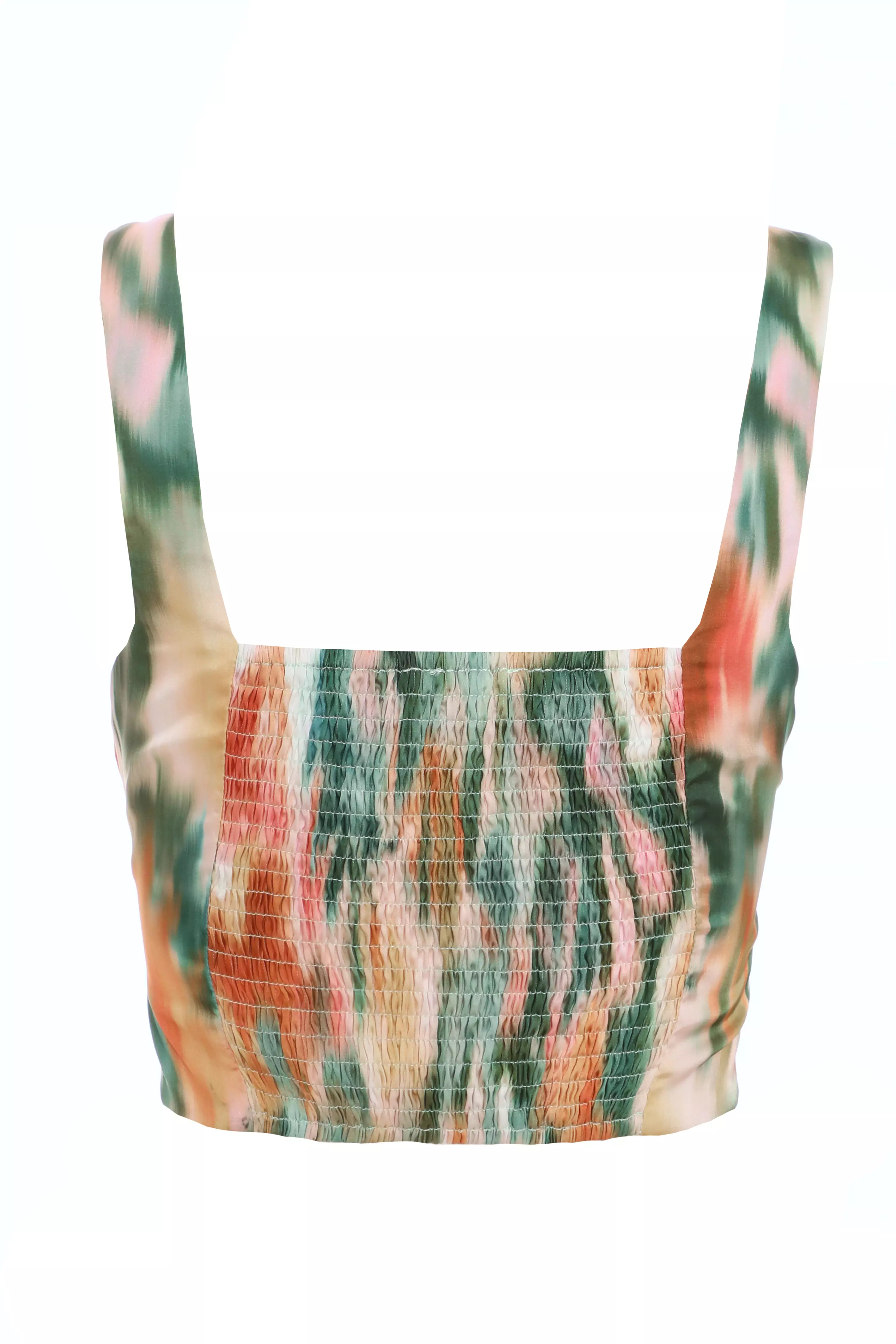 Multicoloured Marble Print Corset Crop Top