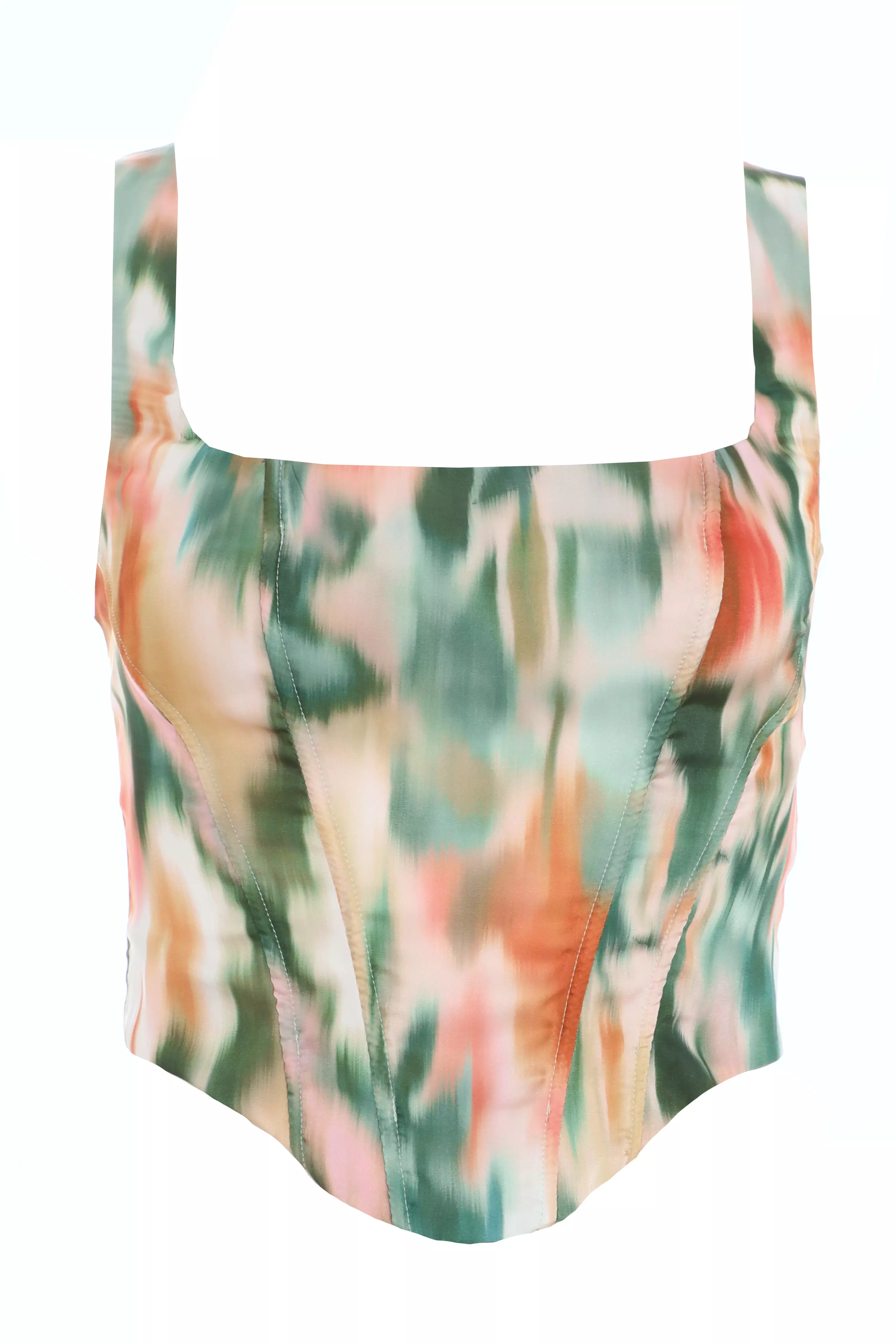 Multicoloured Marble Print Corset Crop Top